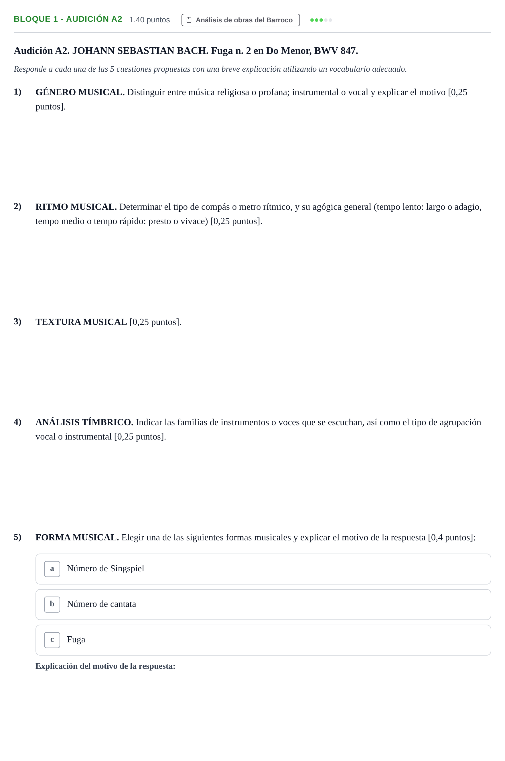 Enunciado: Bloque 1 - Audición A2 · Análisis Musical II PAU Extremadura Ordinaria 2026
