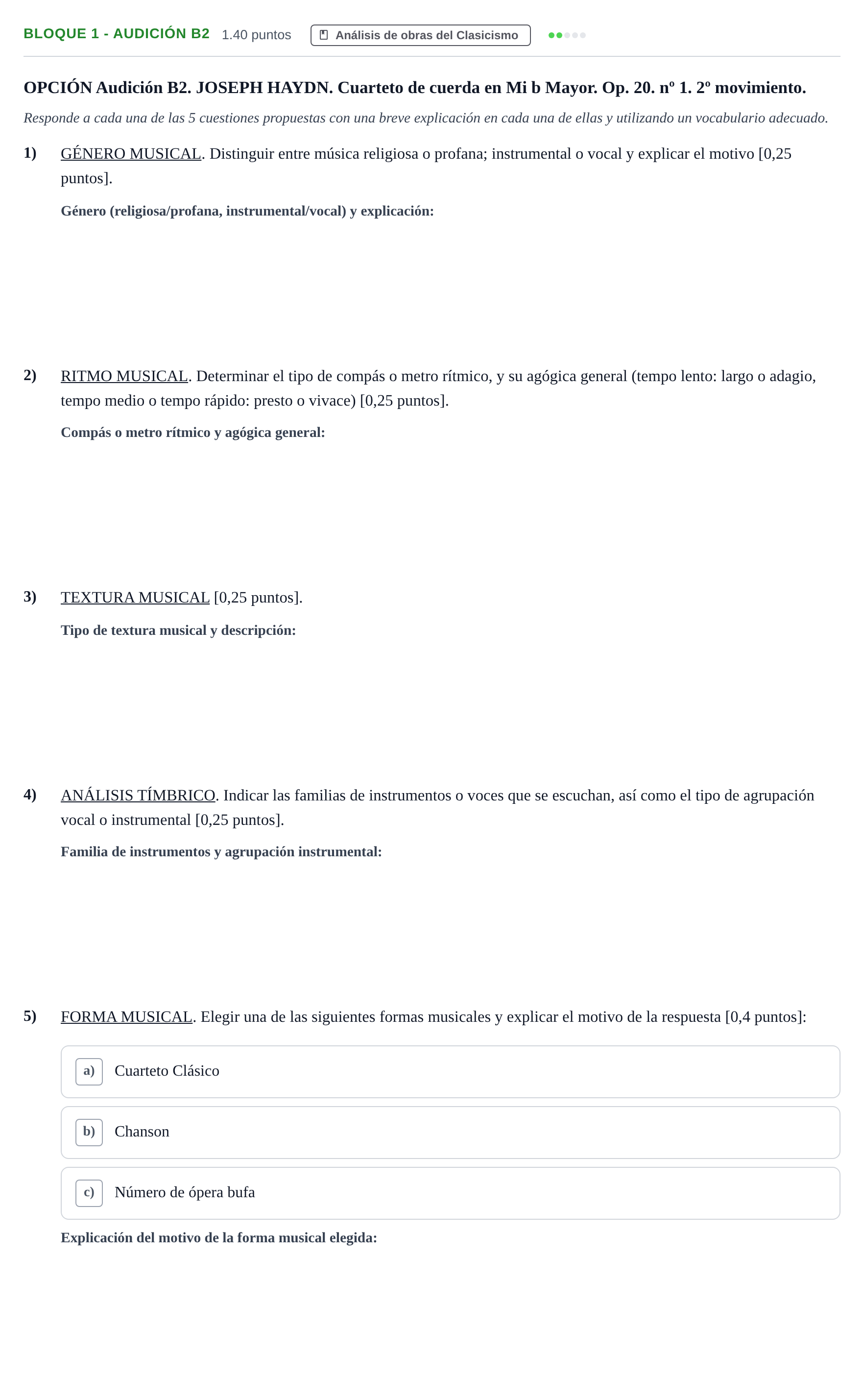 Enunciado: Bloque 1 - Audición B2 · Análisis Musical II PAU Extremadura Ordinaria 2026
