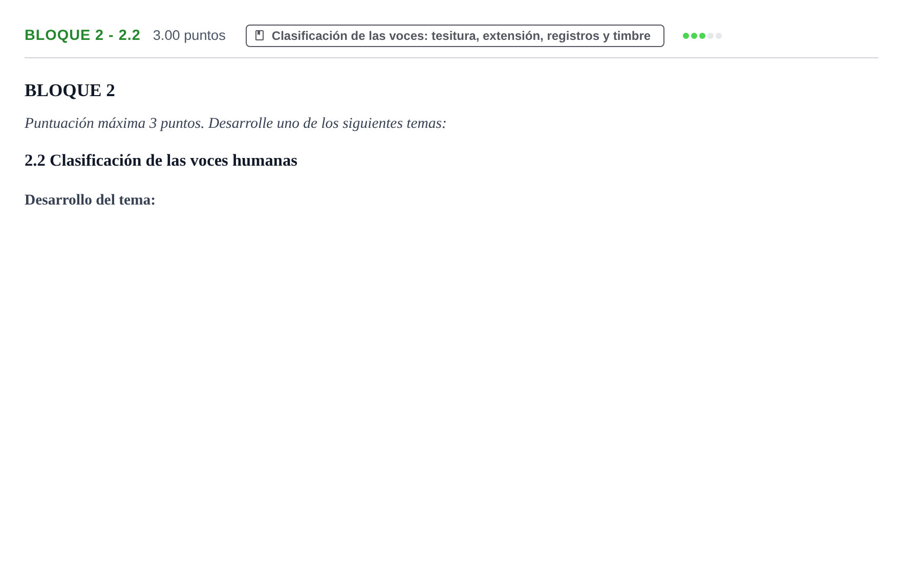 Enunciado: Bloque 2 - 2.2 · Coro y Técnica Vocal PAU Extremadura Ordinaria 2026