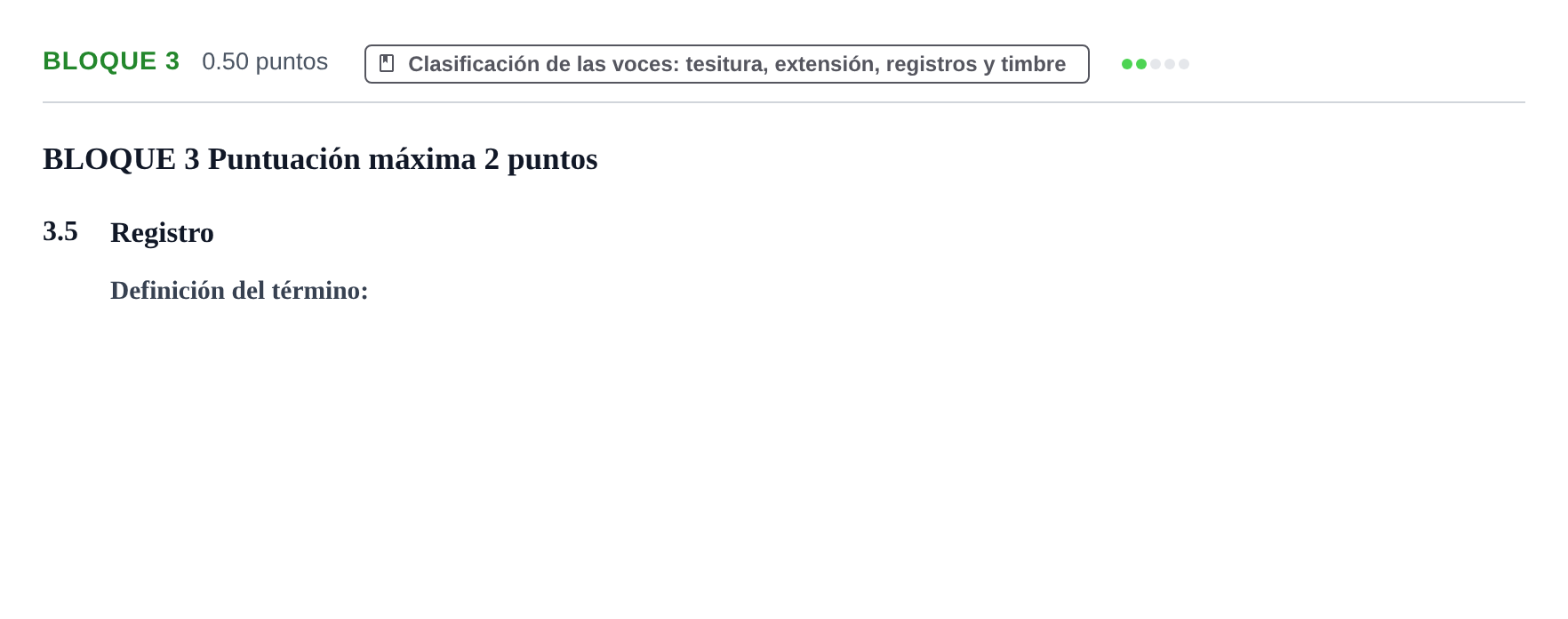 Enunciado: Bloque 3 - Clasificación de las voces · Coro y Técnica Vocal PAU Extremadura Ordinaria 2026
