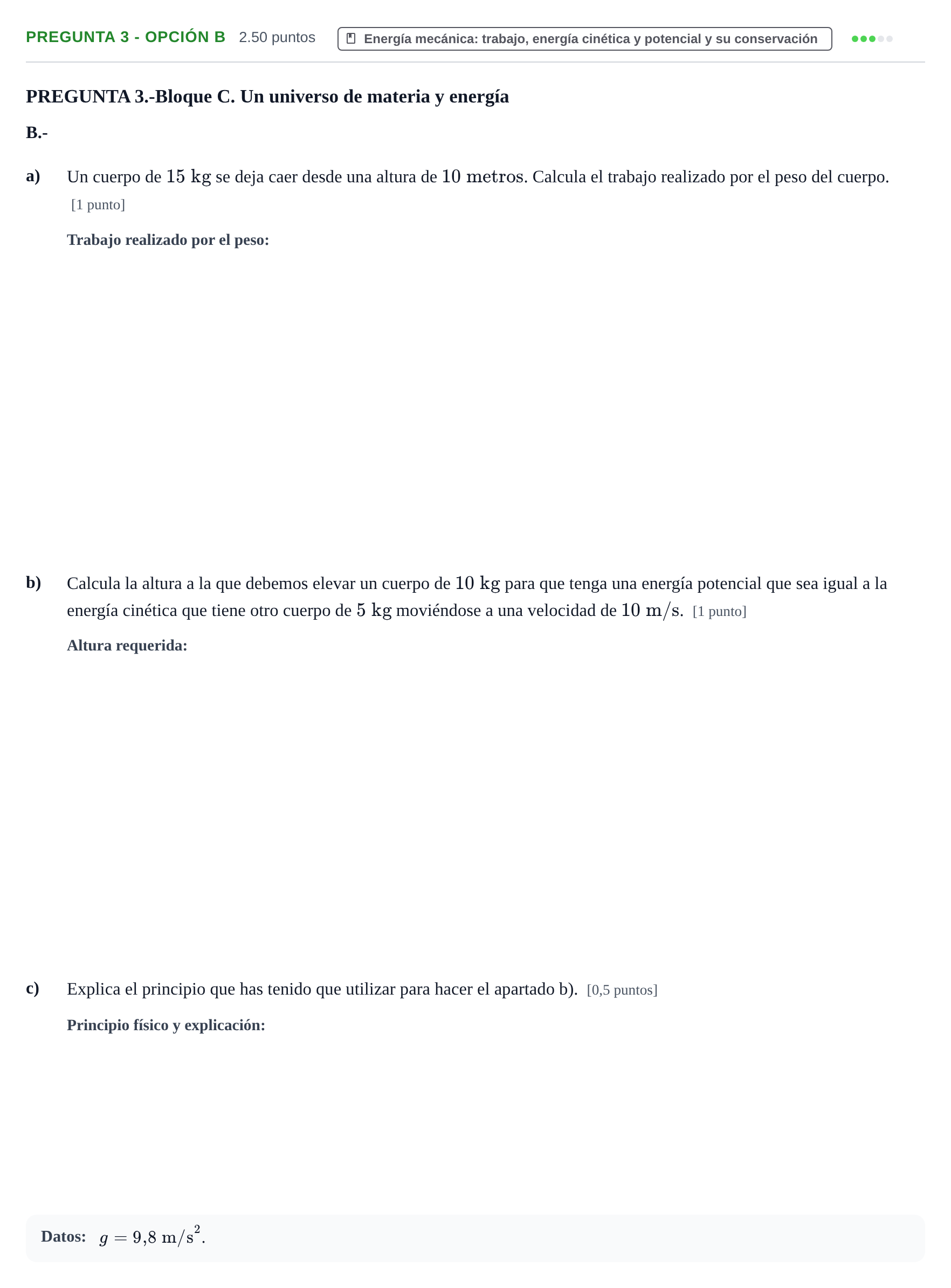 Enunciado: Pregunta 3 - Opción B · Ciencias Generales PAU Extremadura Extraordinaria 2026