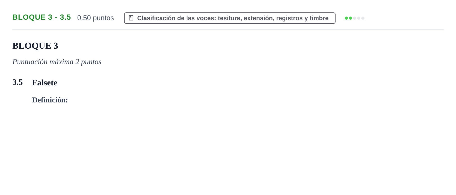 Enunciado: Bloque 3 - 3.5 · Coro y Técnica Vocal PAU Extremadura Extraordinaria 2026