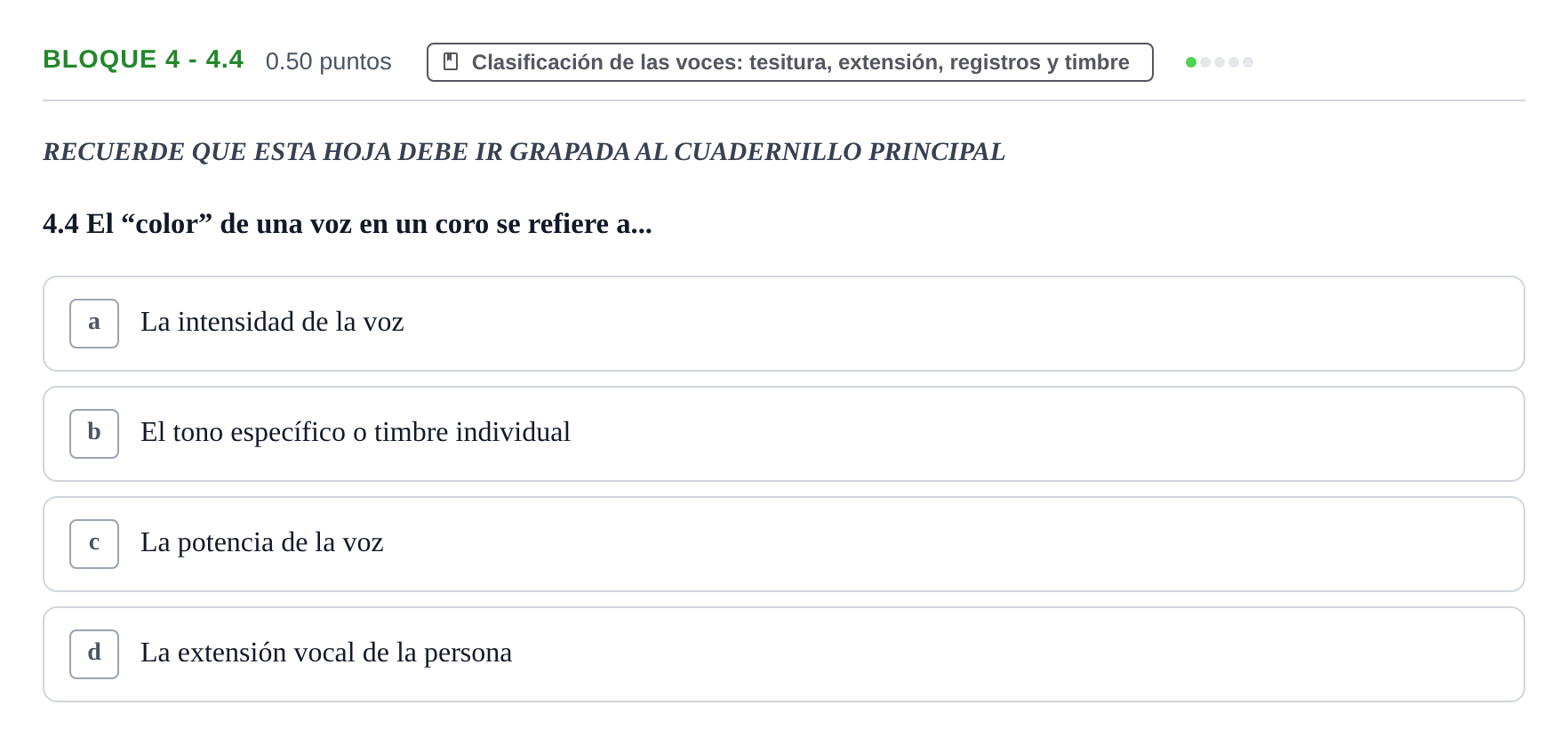 Enunciado: Bloque 4 - 4.4 · Coro y Técnica Vocal PAU Extremadura Extraordinaria 2026