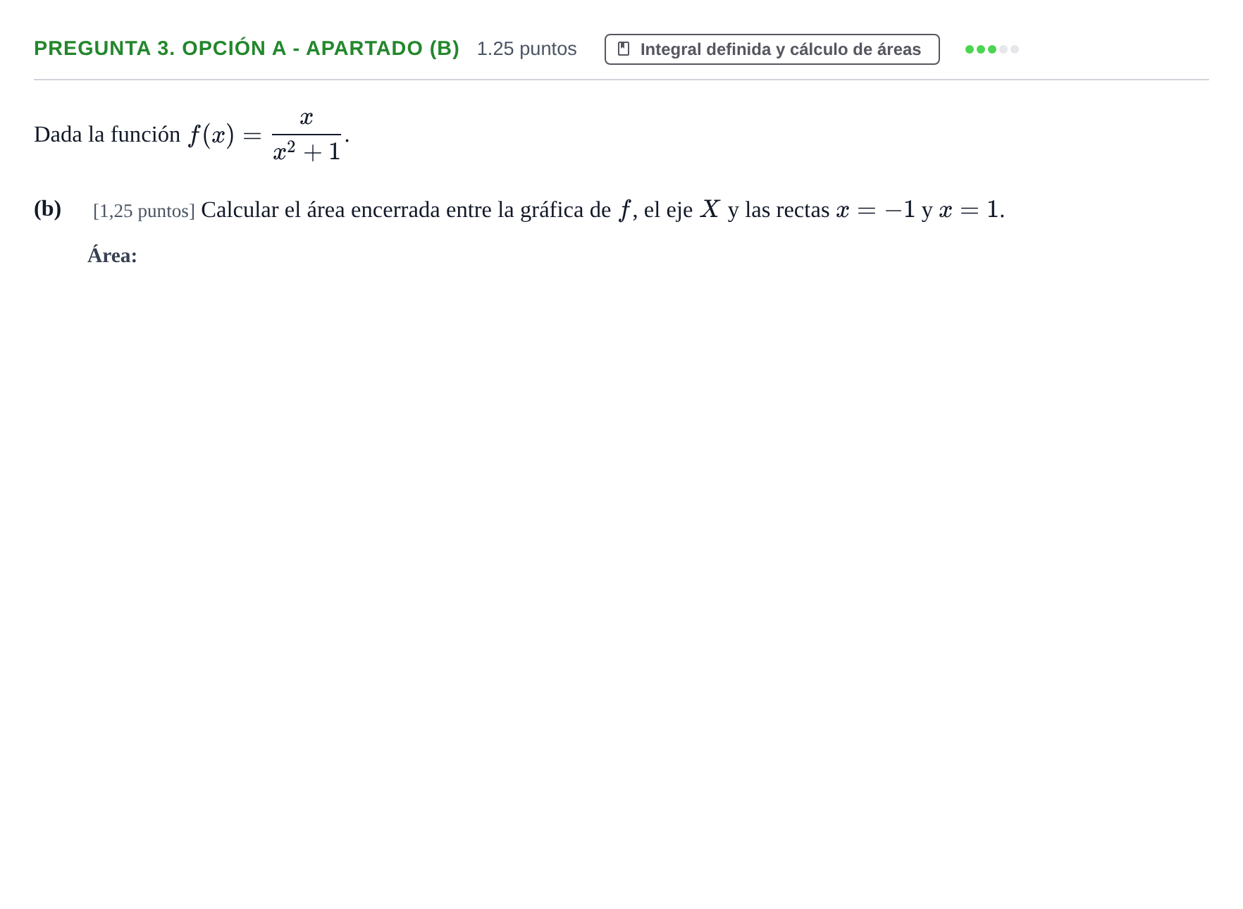 Enunciado: Pregunta 3. Opción A - Apartado (b) · Matemáticas II PAU Asturias Extraordinaria 2025