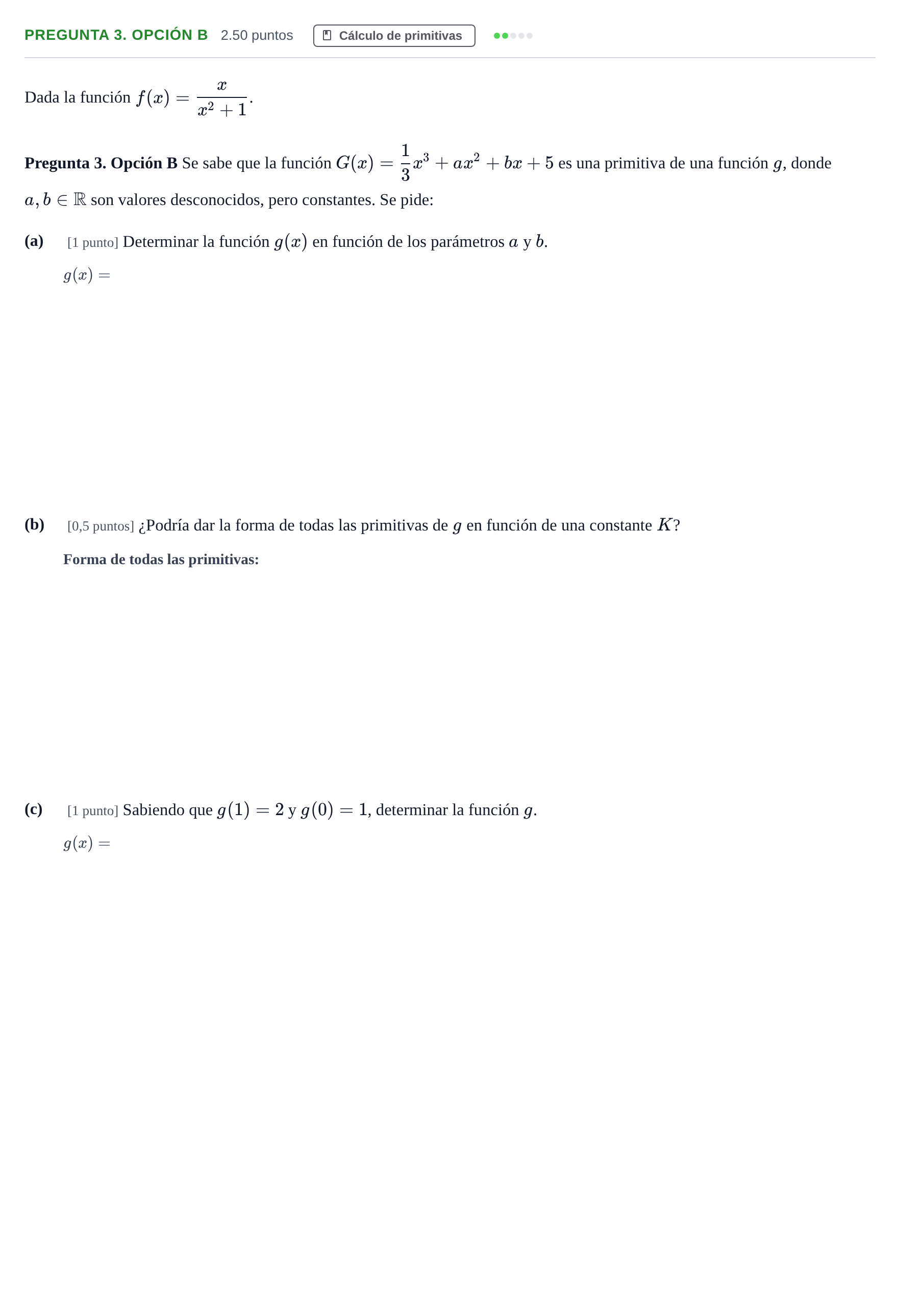 Enunciado: Pregunta 3. Opción B · Matemáticas II PAU Asturias Extraordinaria 2025