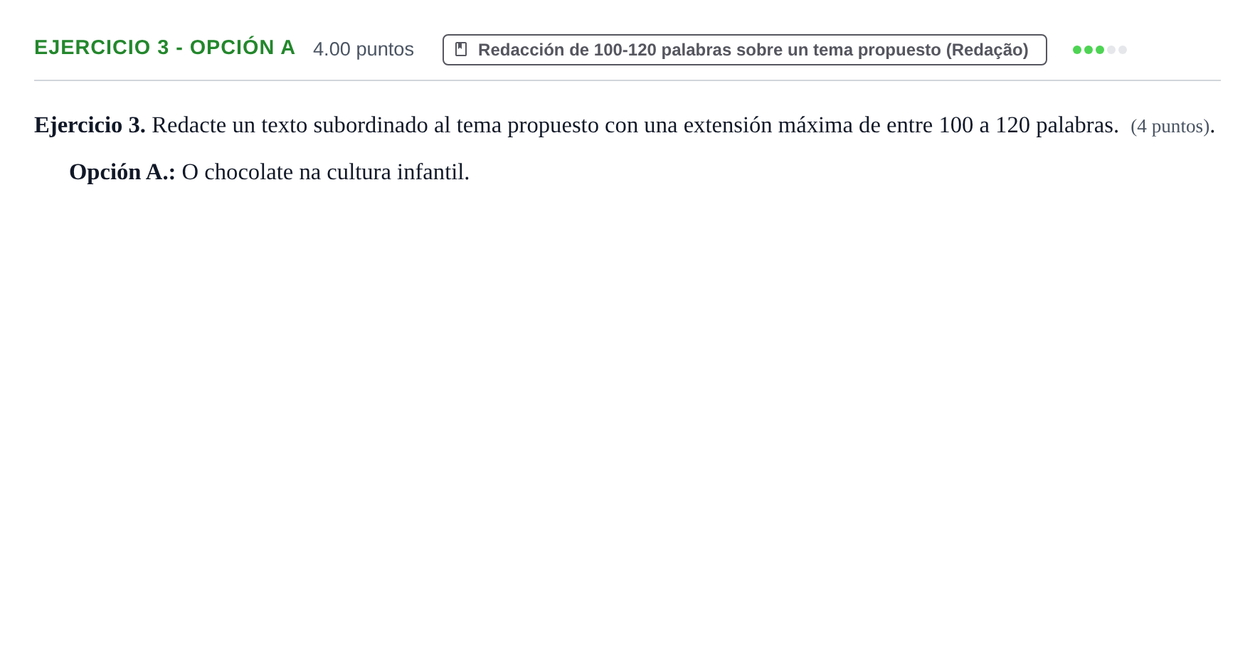 Enunciado: Ejercicio 3 - Opción A · Portugués PAU Asturias Extraordinaria (2ª lengua extranjera) 2025
