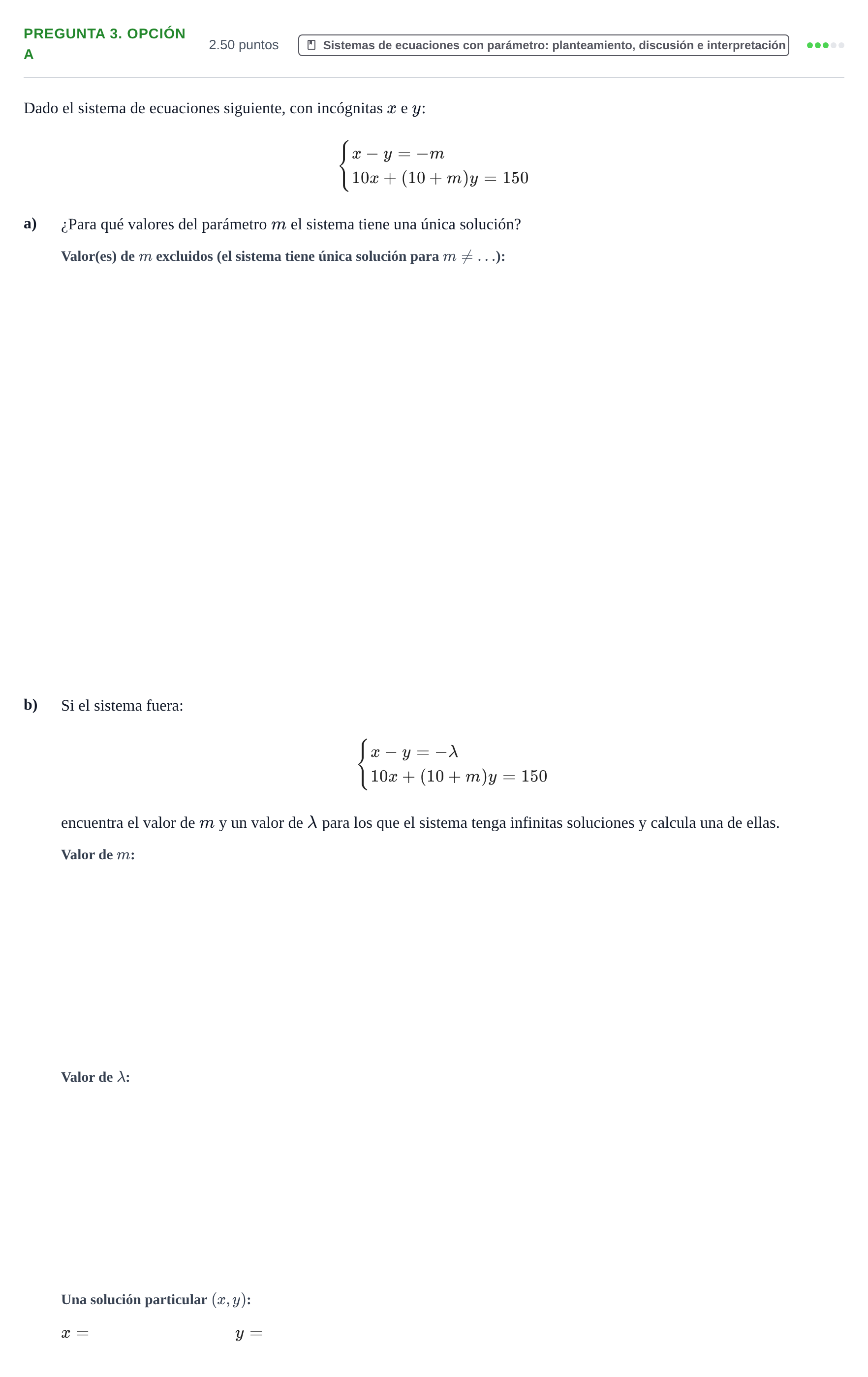 Enunciado: Pregunta 3. Opción A · Matemáticas aplicadas a las Ciencias Sociales II PAU Asturias Extraordinaria 2025