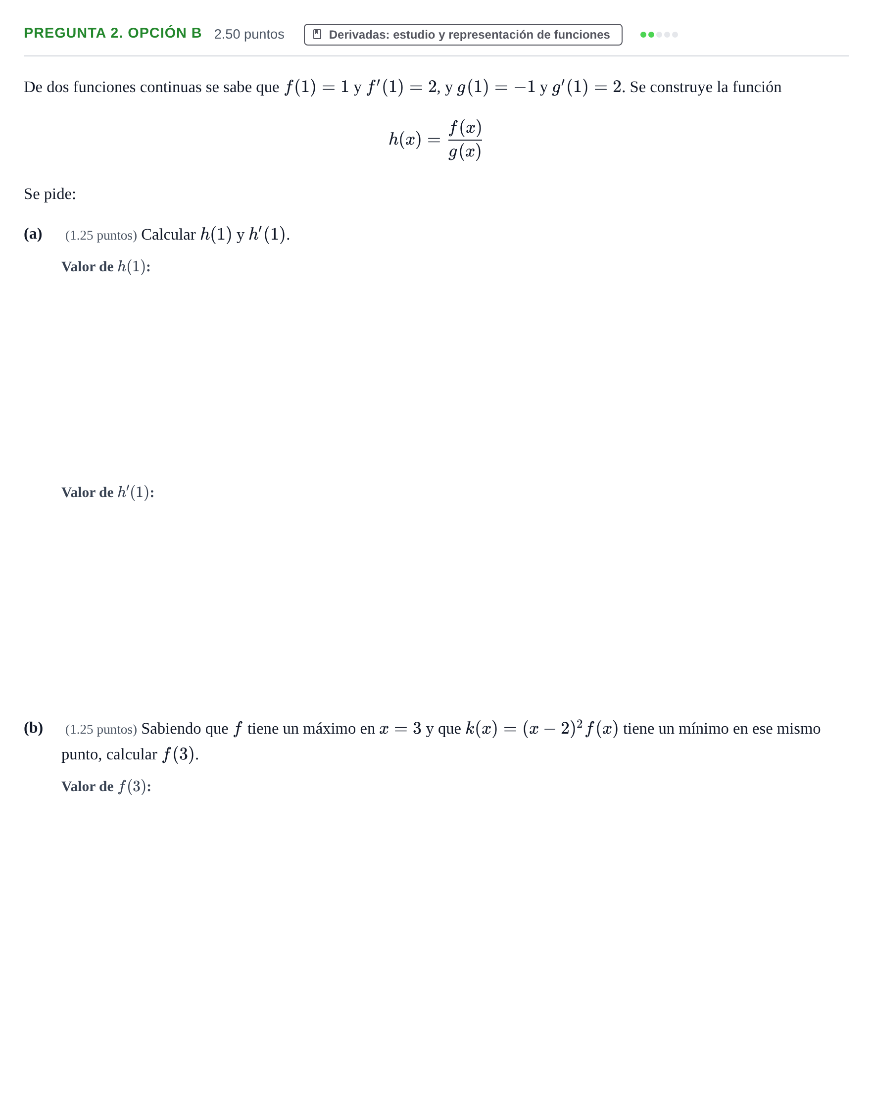 Enunciado: Pregunta 2. Opción B · Matemáticas II PAU Asturias Ordinaria 2025