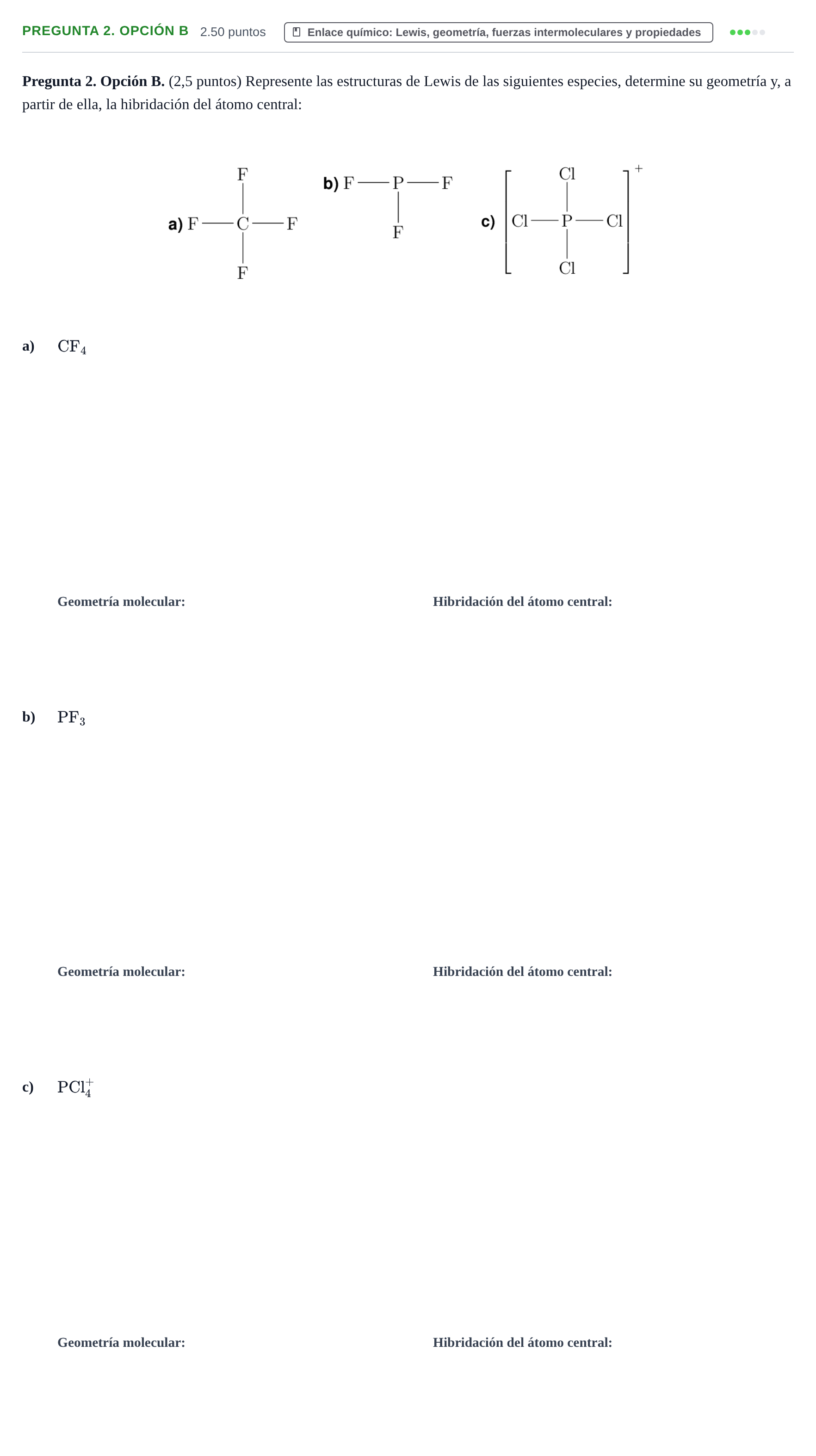 Enunciado: Pregunta 2. Opción B · Química PAU Asturias Extraordinaria 2025
