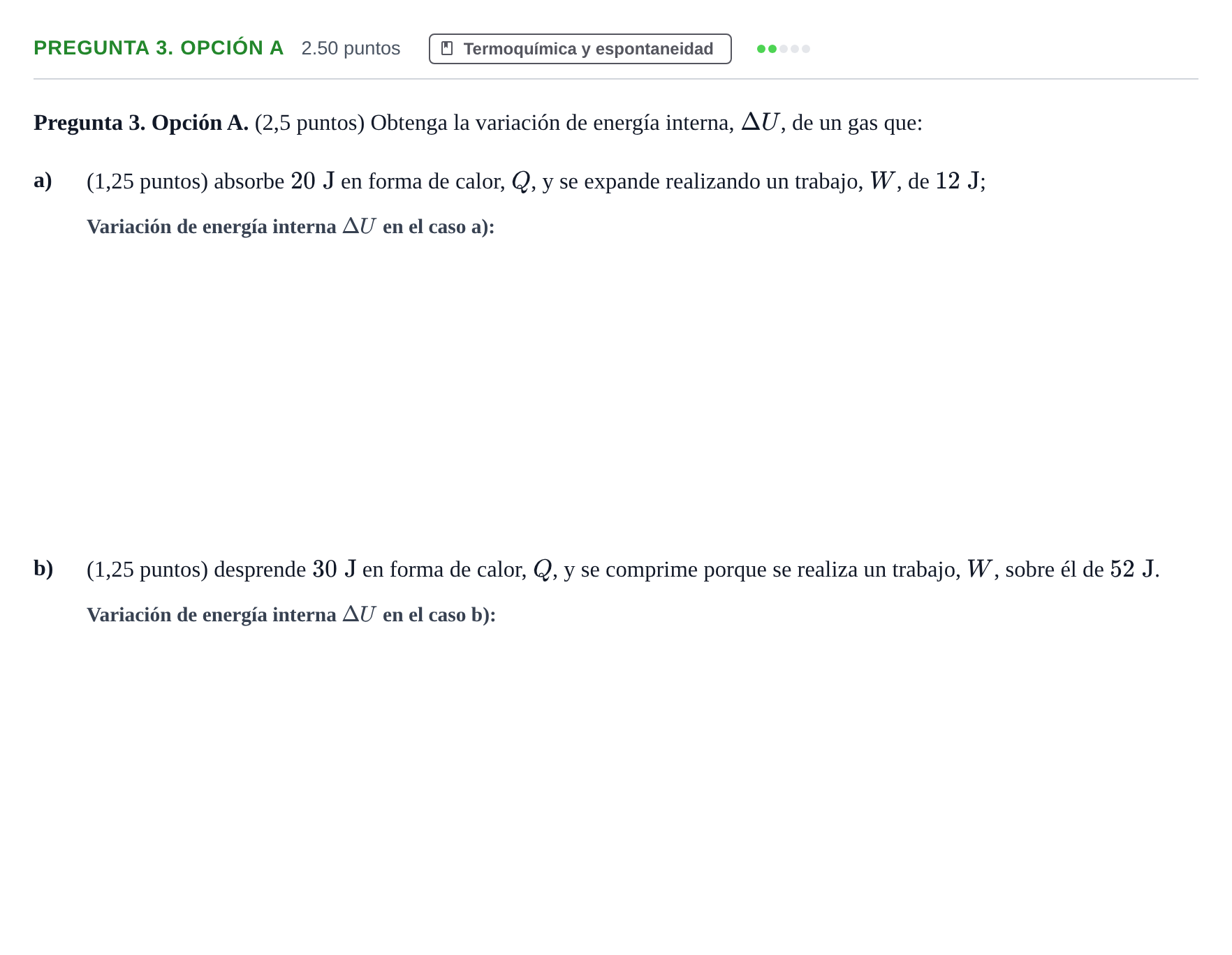 Enunciado: Pregunta 3. Opción A · Química PAU Asturias Extraordinaria 2025
