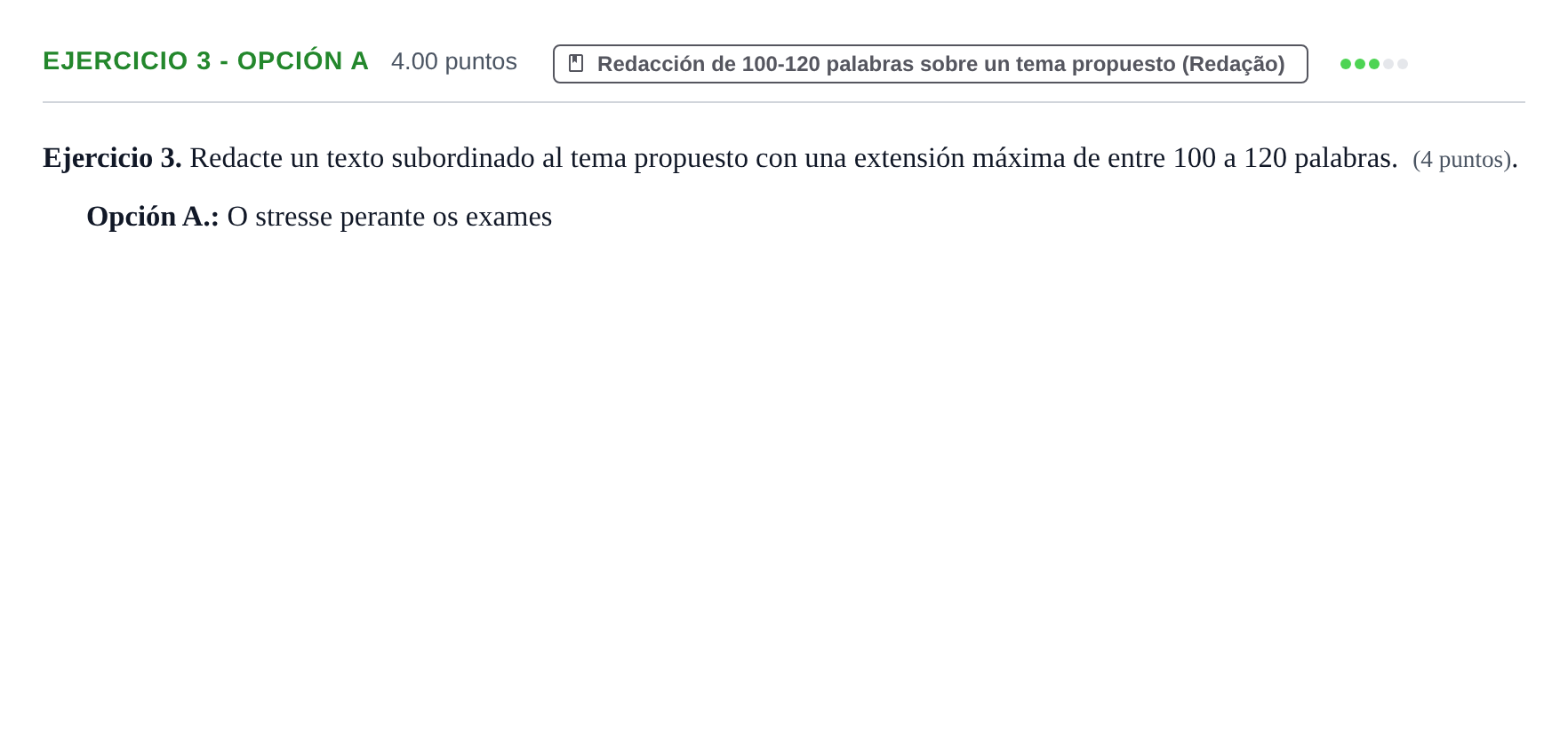 Enunciado: Ejercicio 3 - Opción A · Portugués PAU Asturias Ordinaria (2ª lengua extranjera) 2025
