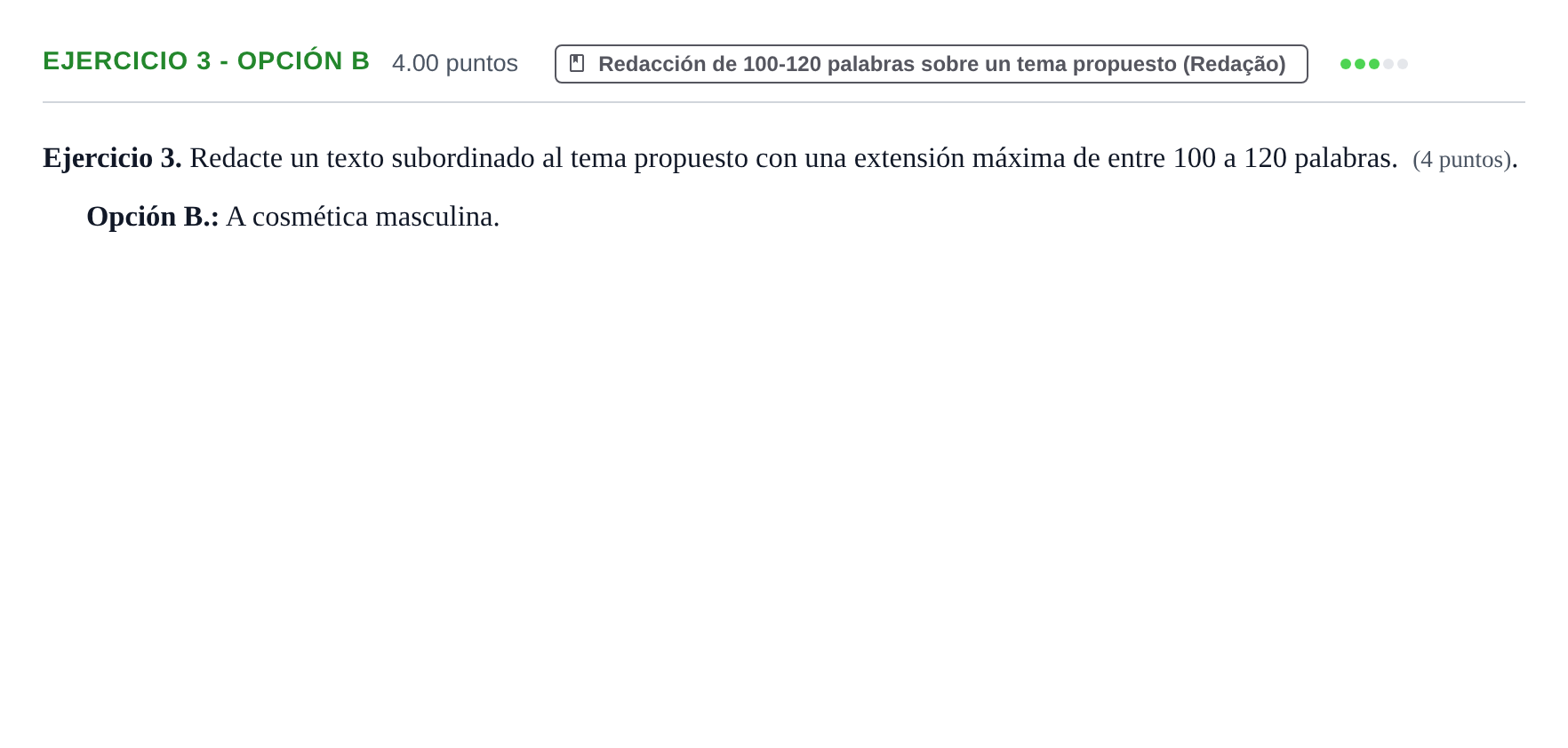 Enunciado: Ejercicio 3 - Opción B · Portugués PAU Asturias Ordinaria (2ª lengua extranjera) 2025