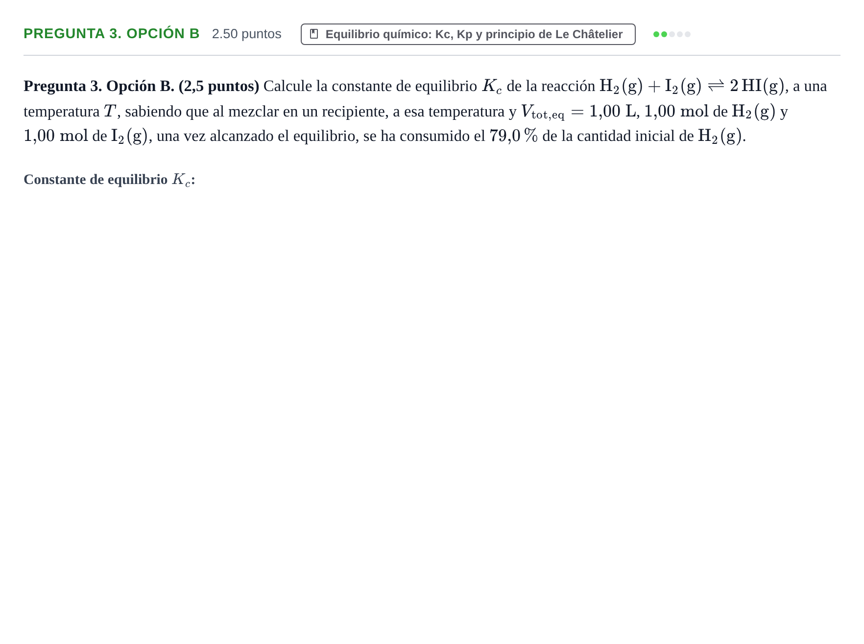 Enunciado: Pregunta 3. Opción B · Química PAU Asturias Ordinaria 2025