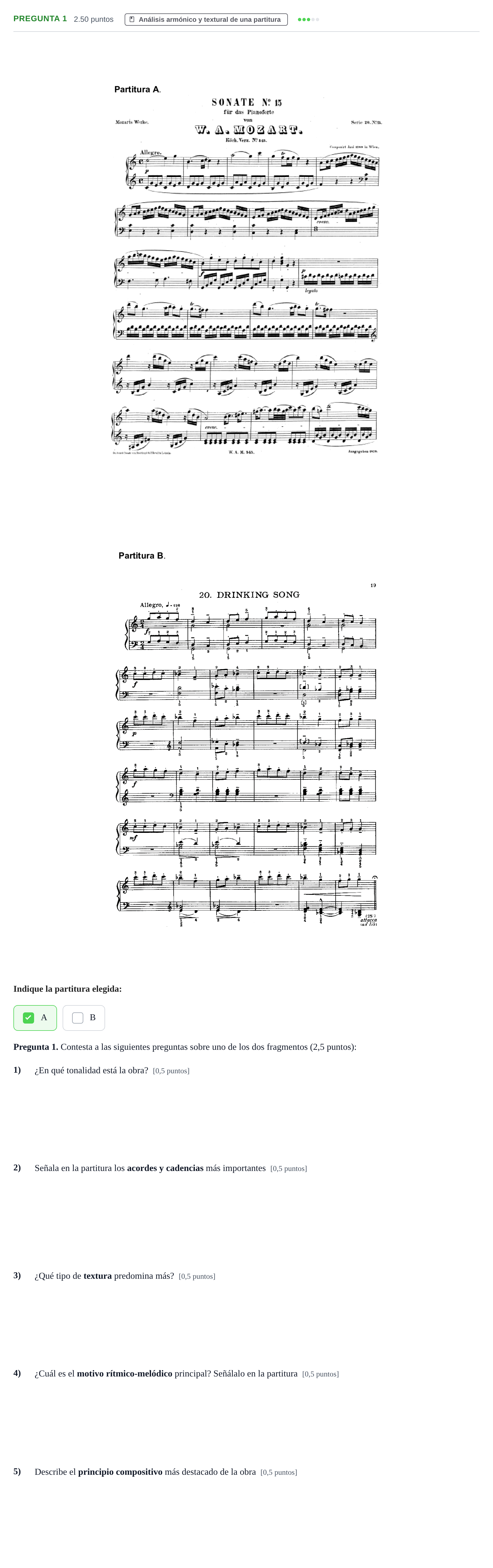 Enunciado: Pregunta 1 · Análisis Musical II PAU Asturias Extraordinaria 2025