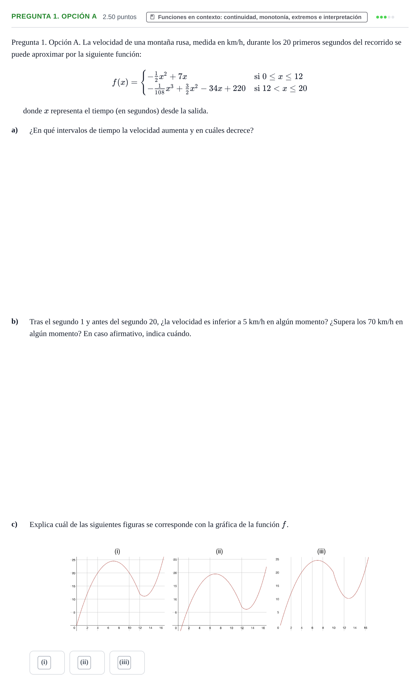 Enunciado: Pregunta 1. Opción A · Matemáticas aplicadas a las Ciencias Sociales II PAU Asturias Ordinaria 2025