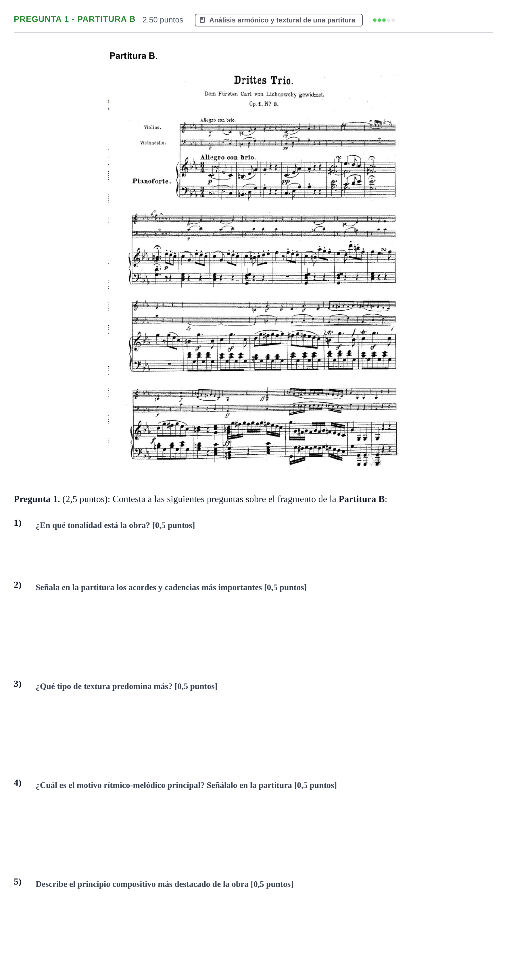 Enunciado: Pregunta 1 - Partitura B · Análisis Musical II PAU Asturias Ordinaria 2025