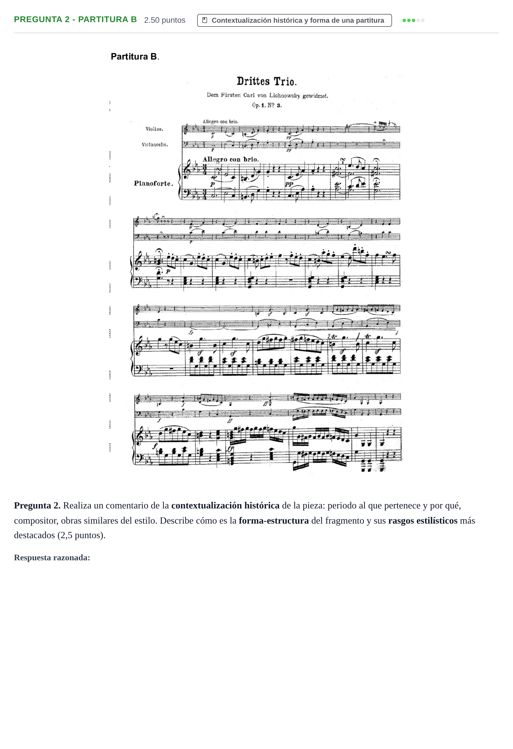 Enunciado: Pregunta 2 - Partitura B · Análisis Musical II PAU Asturias Ordinaria 2025