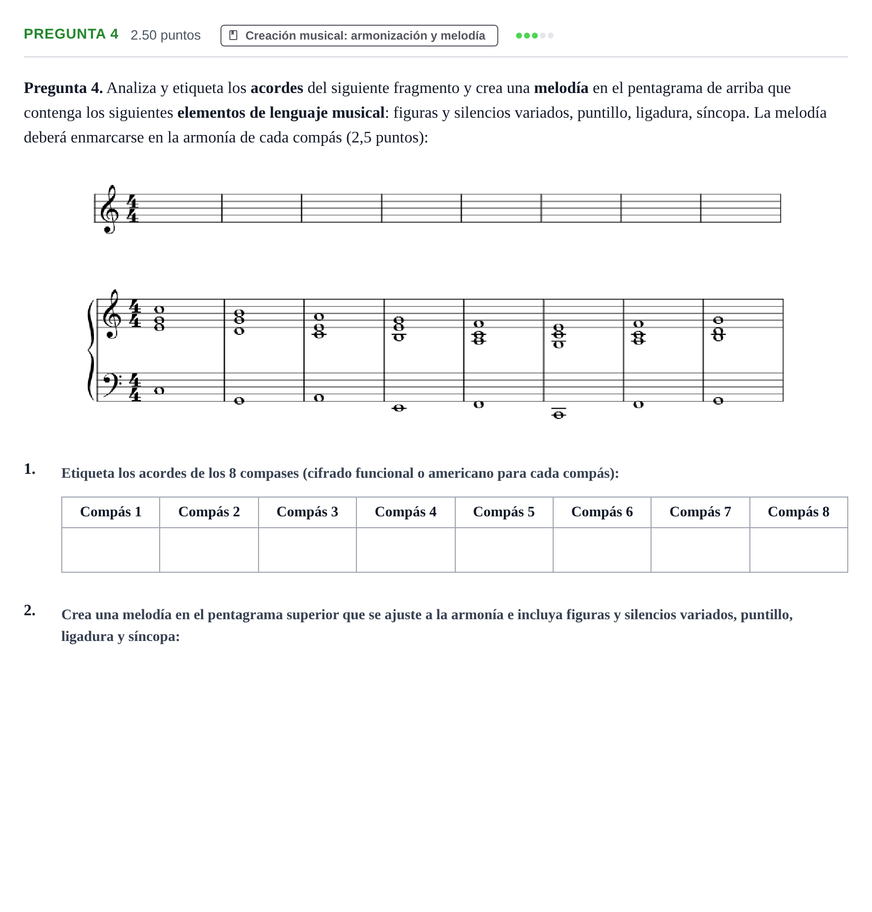 Enunciado: Pregunta 4 · Análisis Musical II PAU Asturias Ordinaria 2025