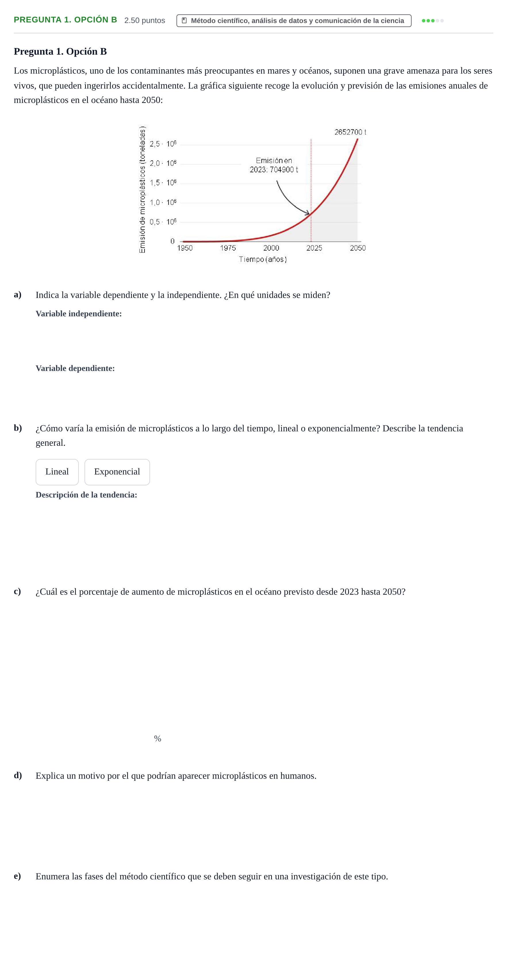 Enunciado: Pregunta 1. Opción B · Ciencias Generales PAU Asturias Extraordinaria 2025