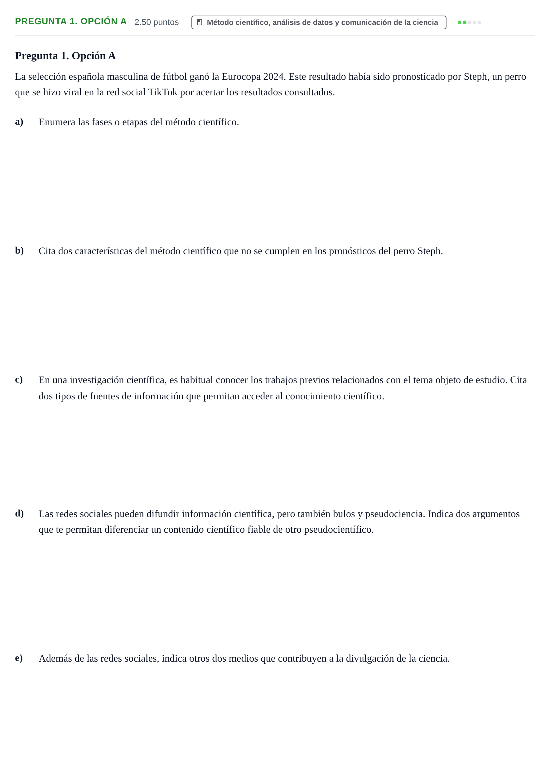 Enunciado: Pregunta 1. Opción A · Ciencias Generales PAU Asturias Ordinaria 2025