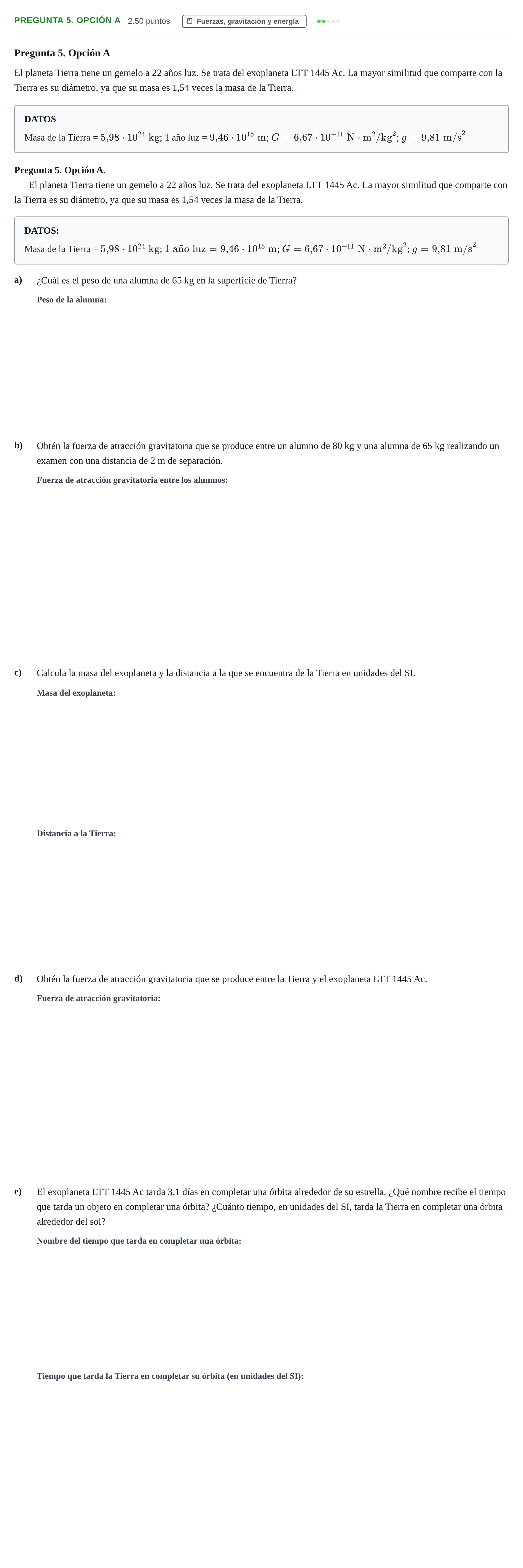Enunciado: Pregunta 5. Opción A · Ciencias Generales PAU Asturias Ordinaria 2025