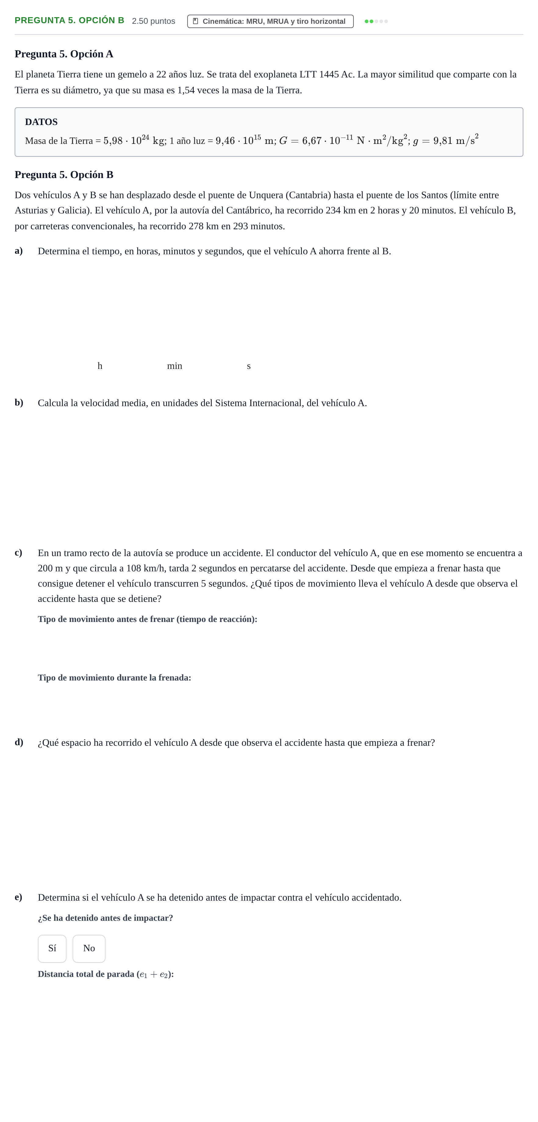Enunciado: Pregunta 5. Opción B · Ciencias Generales PAU Asturias Ordinaria 2025