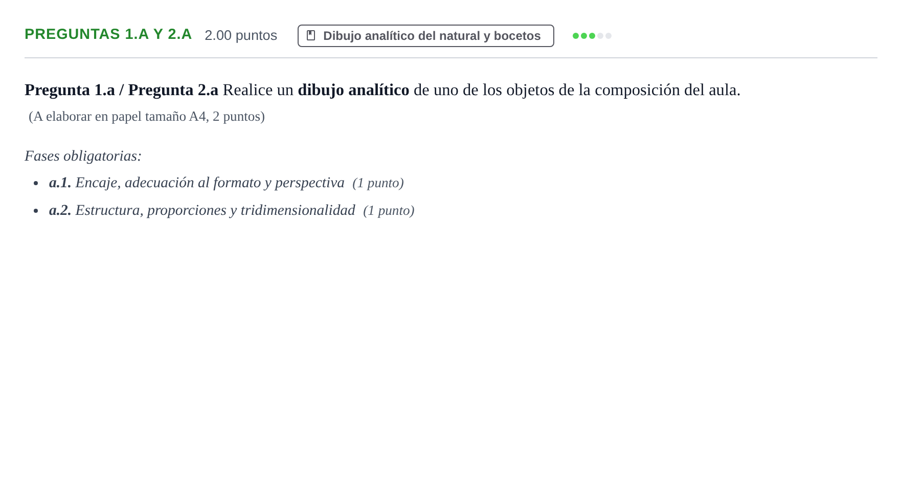 Enunciado: Ejercicio Preguntas 1.a y 2.a · Dibujo Artístico II PAU Asturias Ordinaria 2025