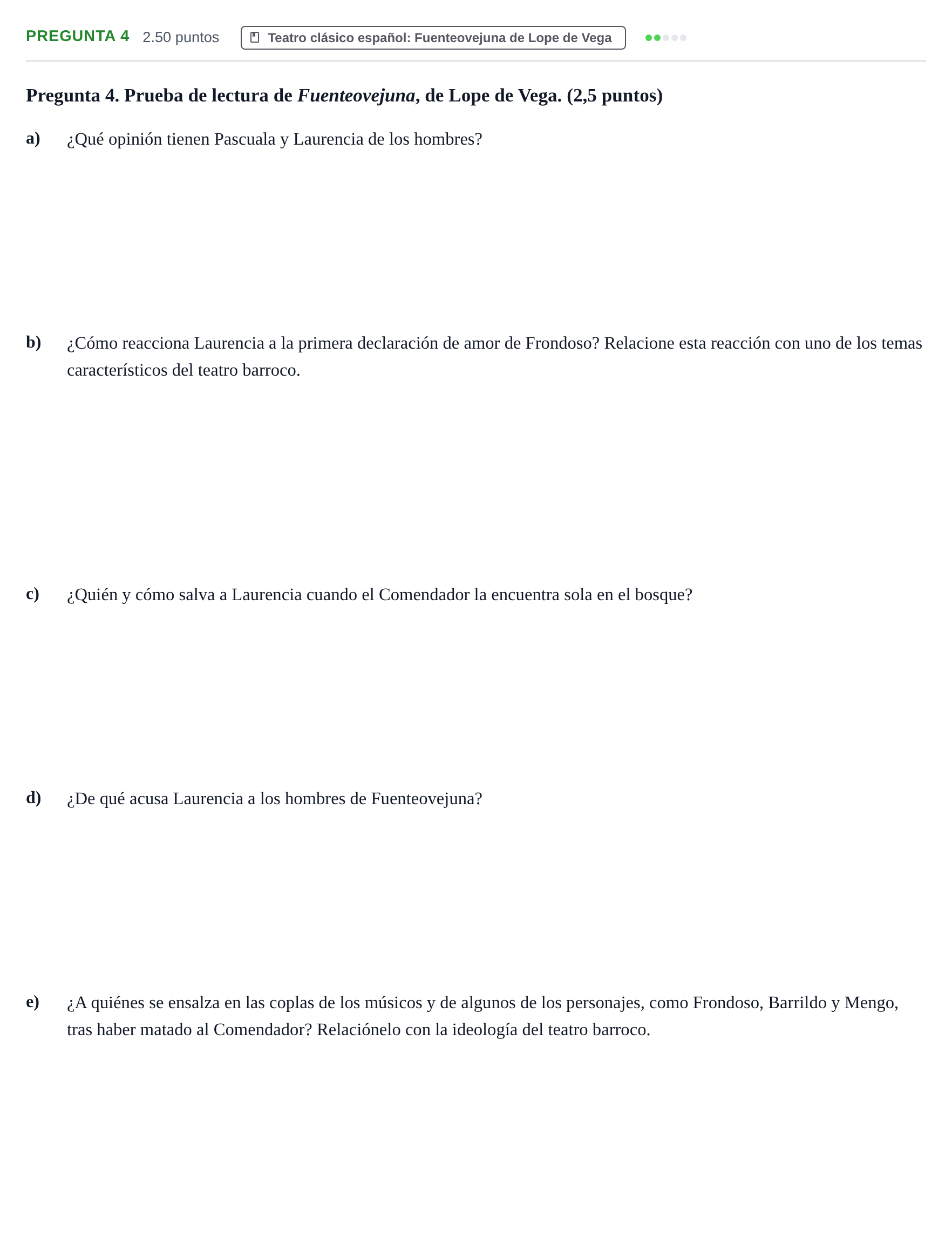 Enunciado: Pregunta 4 · Literatura Dramática PAU Asturias Extraordinaria 2025