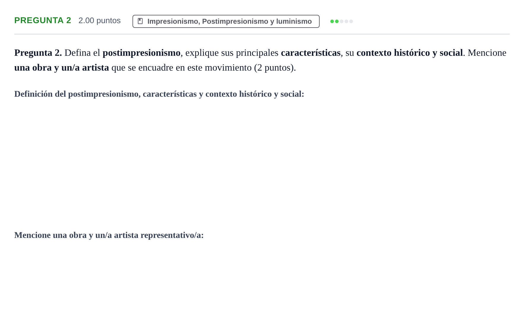 Enunciado: Pregunta 2 · Movimientos Culturales y Artísticos PAU Asturias Extraordinaria 2025