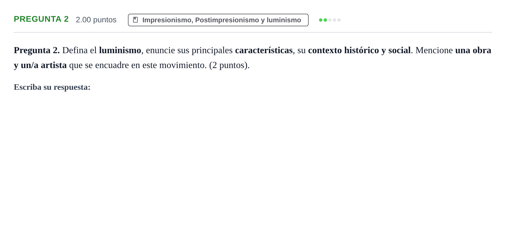 Enunciado: Pregunta 2 · Movimientos Culturales y Artísticos PAU Asturias Ordinaria 2025