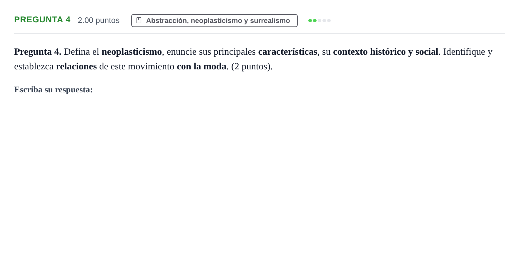 Enunciado: Pregunta 4 · Movimientos Culturales y Artísticos PAU Asturias Ordinaria 2025