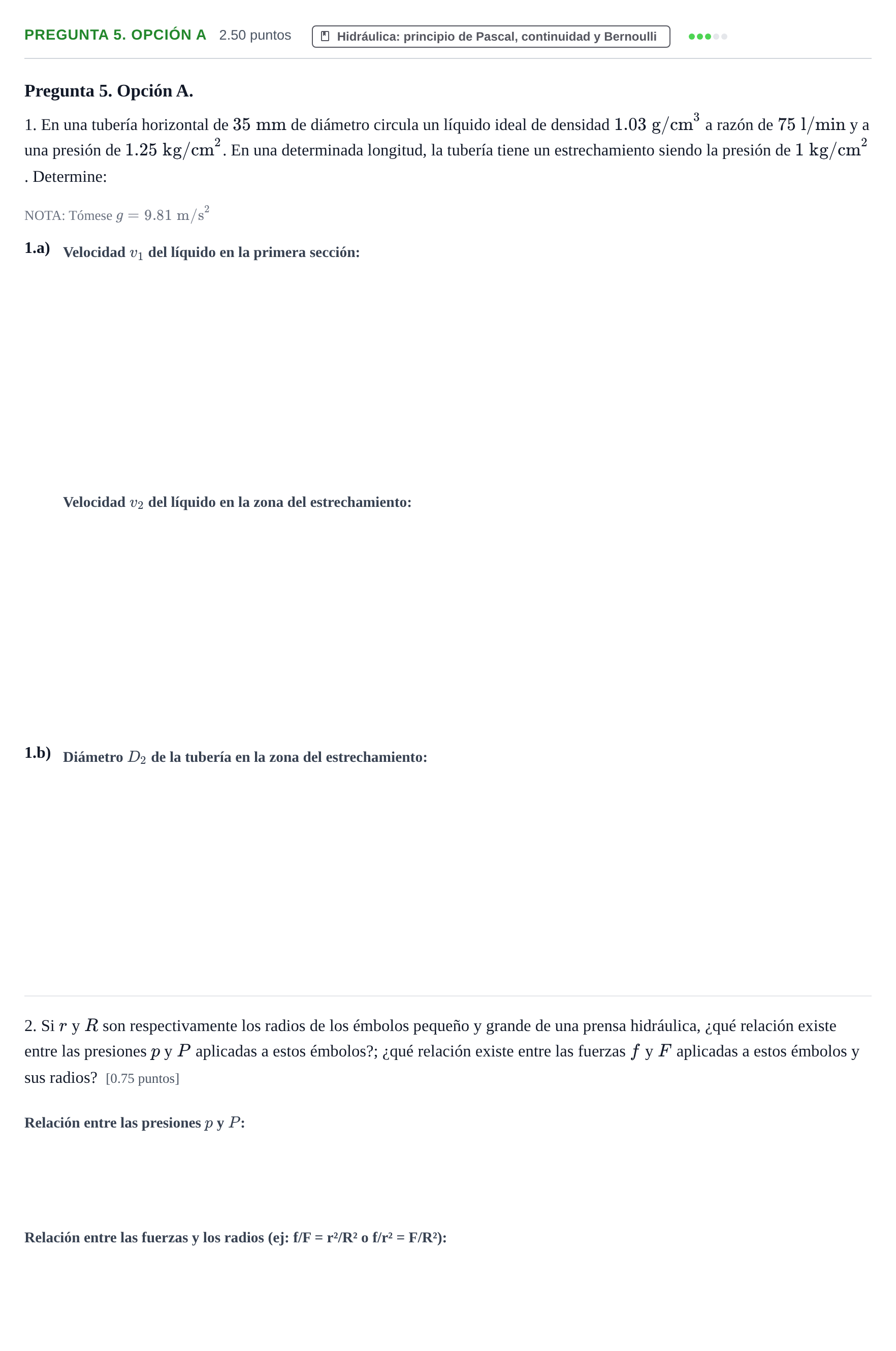 Enunciado: Pregunta 5. Opción A · Tecnología e Ingeniería II PAU Asturias Extraordinaria 2025