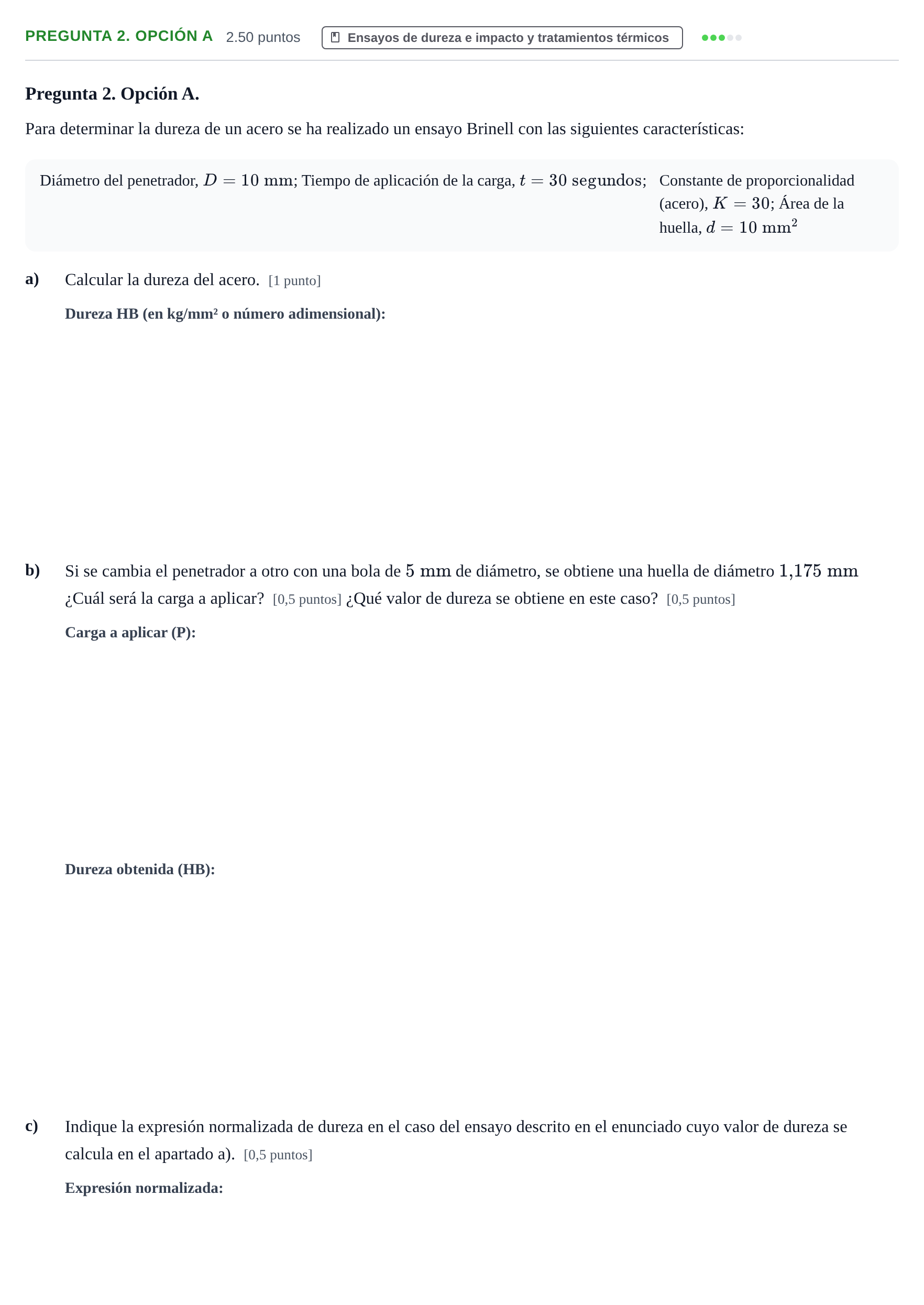 Enunciado: Pregunta 2. Opción A · Tecnología e Ingeniería II PAU Asturias Ordinaria 2025