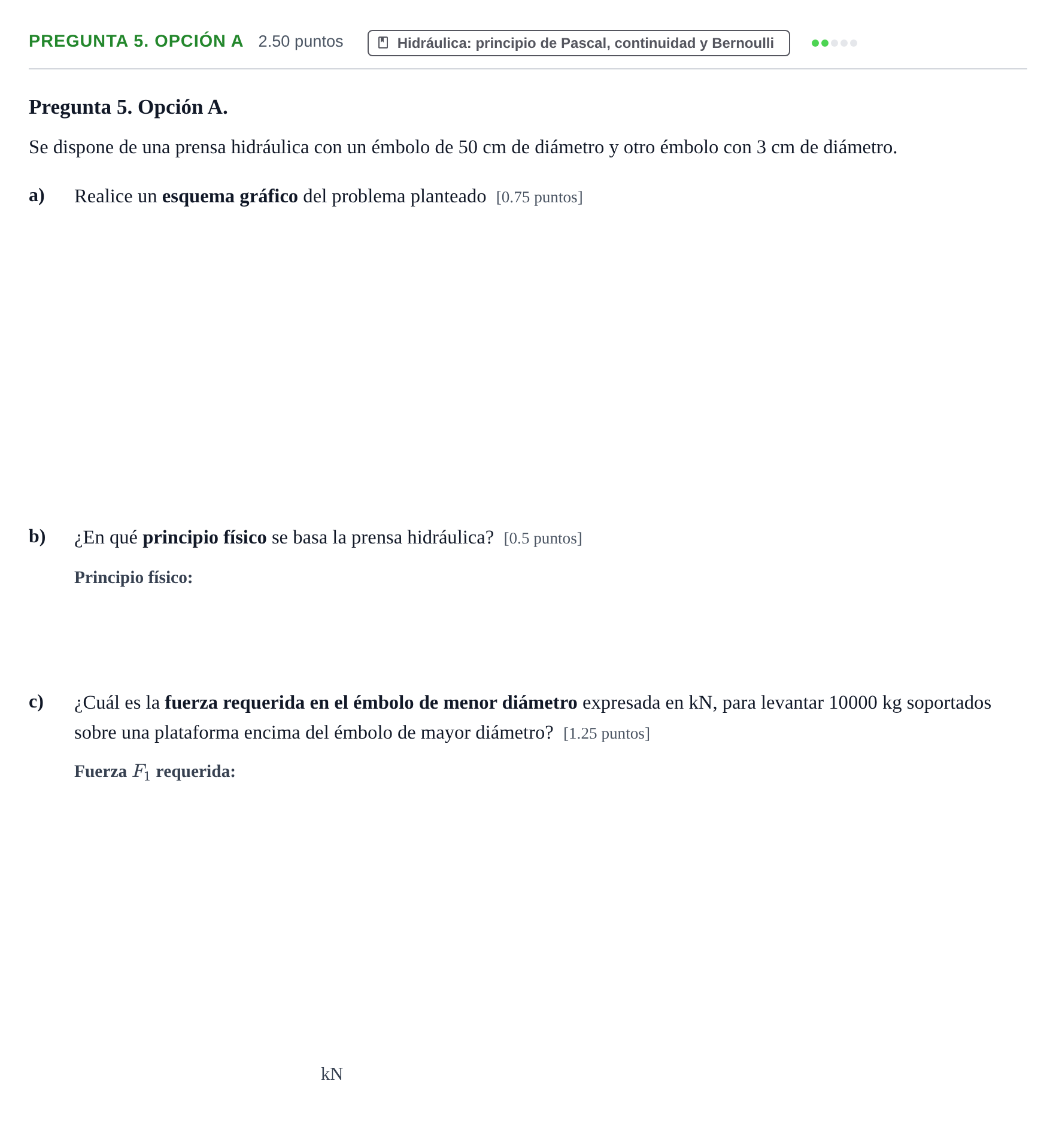 Enunciado: Pregunta 5. Opción A · Tecnología e Ingeniería II PAU Asturias Ordinaria 2025