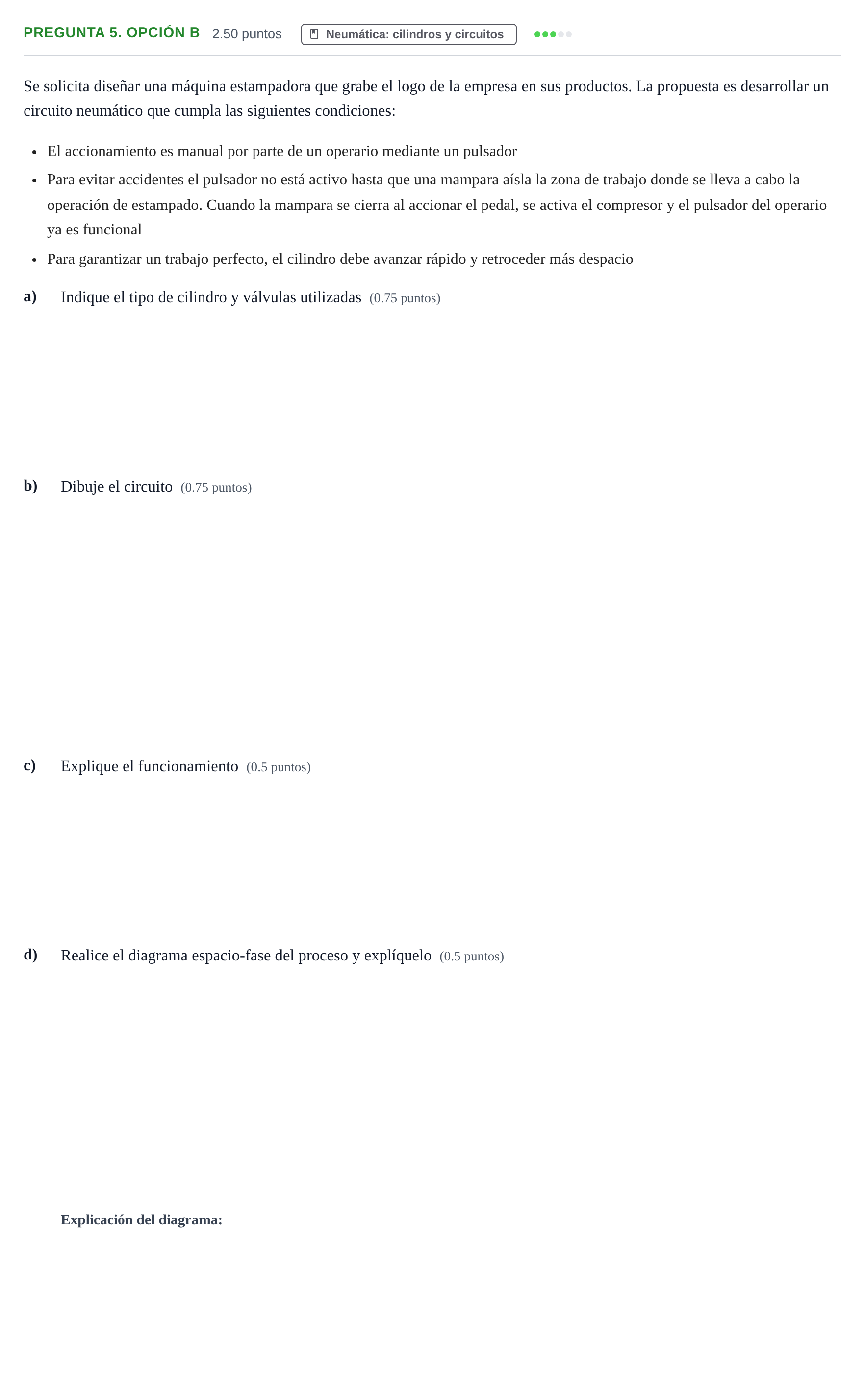 Enunciado: Pregunta 5. Opción B · Tecnología e Ingeniería II PAU Asturias Ordinaria 2025