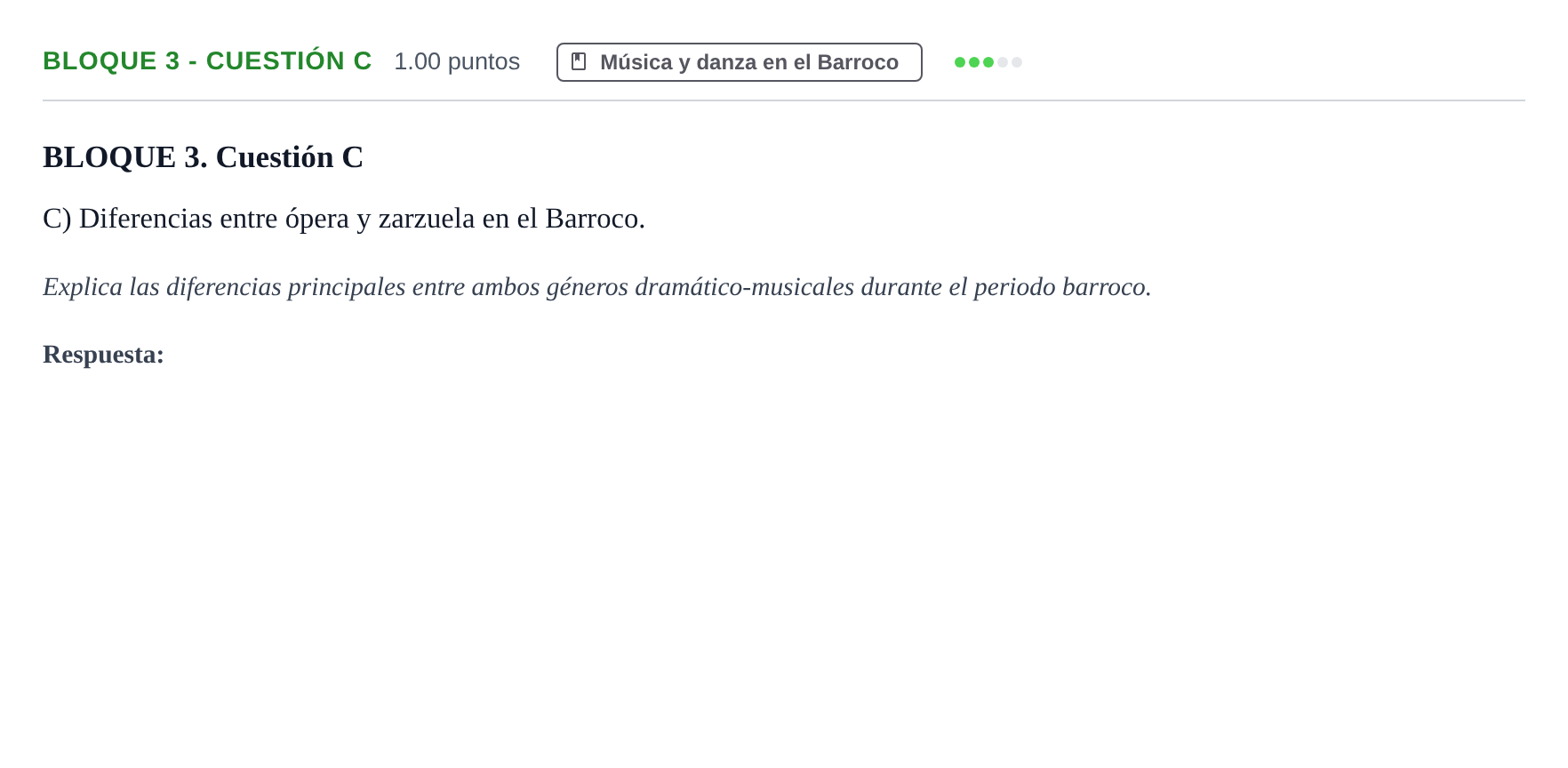 Enunciado: Bloque 3 - Cuestión C · Historia de la Música y de la Danza PAU Extremadura Ordinaria 2026