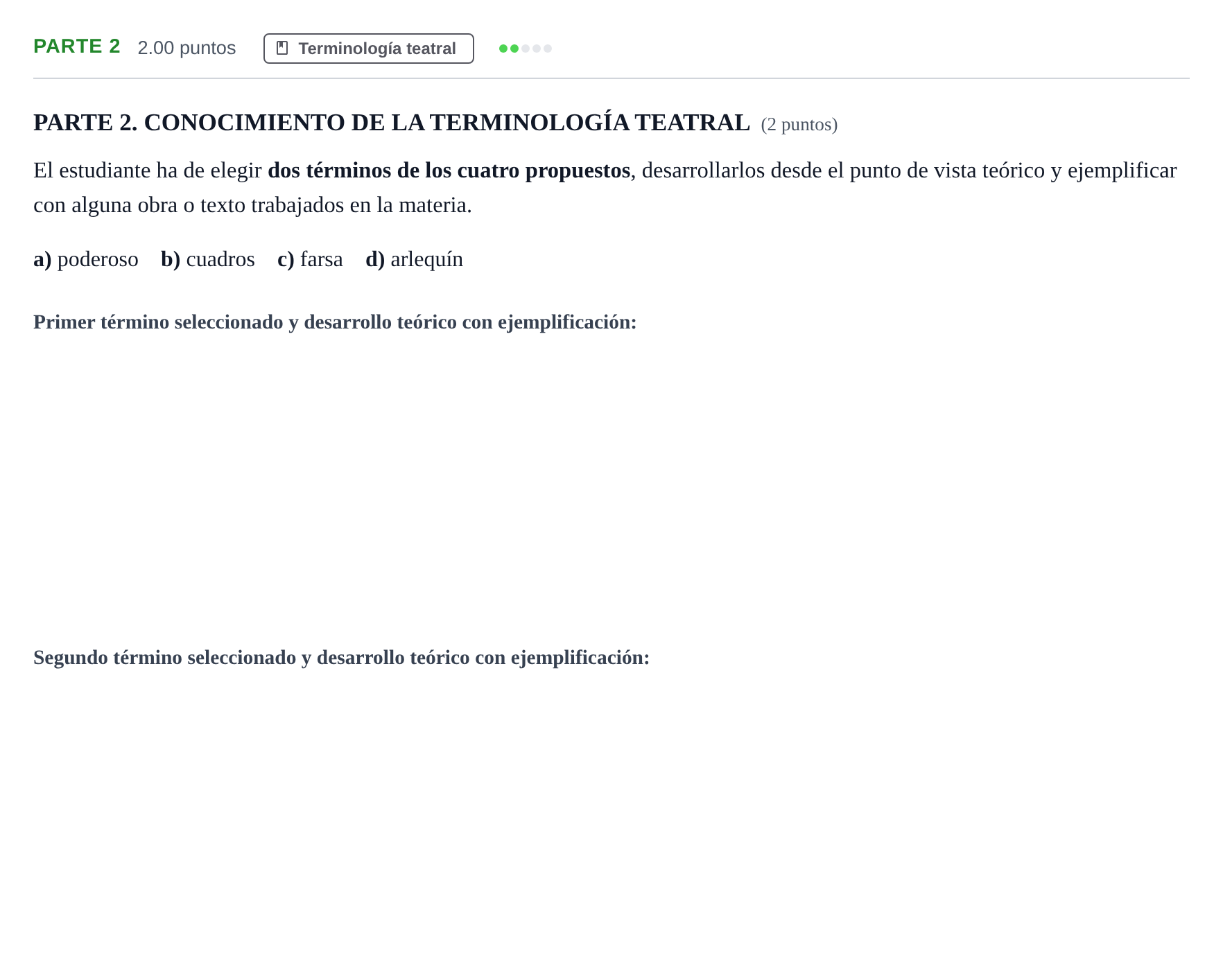 Enunciado: Ejercicio Parte 2 · Literatura Dramática PAU Extremadura Ordinaria 2026