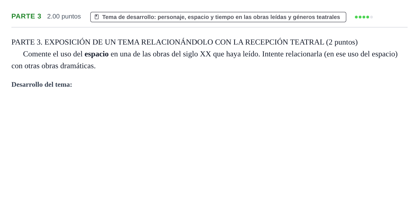 Enunciado: Ejercicio Parte 3 · Literatura Dramática PAU Extremadura Extraordinaria 2026