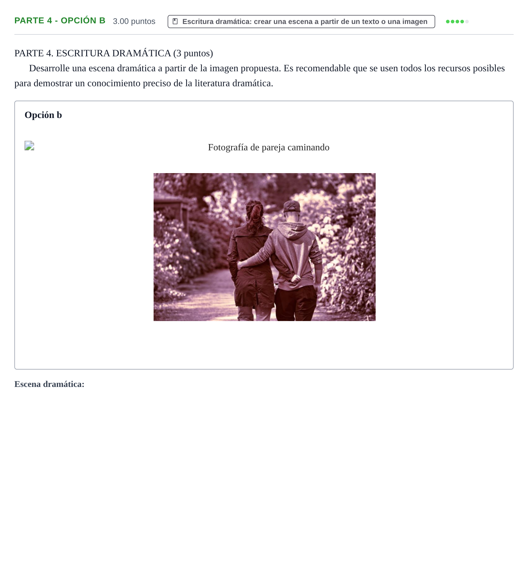 Enunciado: Ejercicio Parte 4 - Opción b · Literatura Dramática PAU Extremadura Extraordinaria 2026