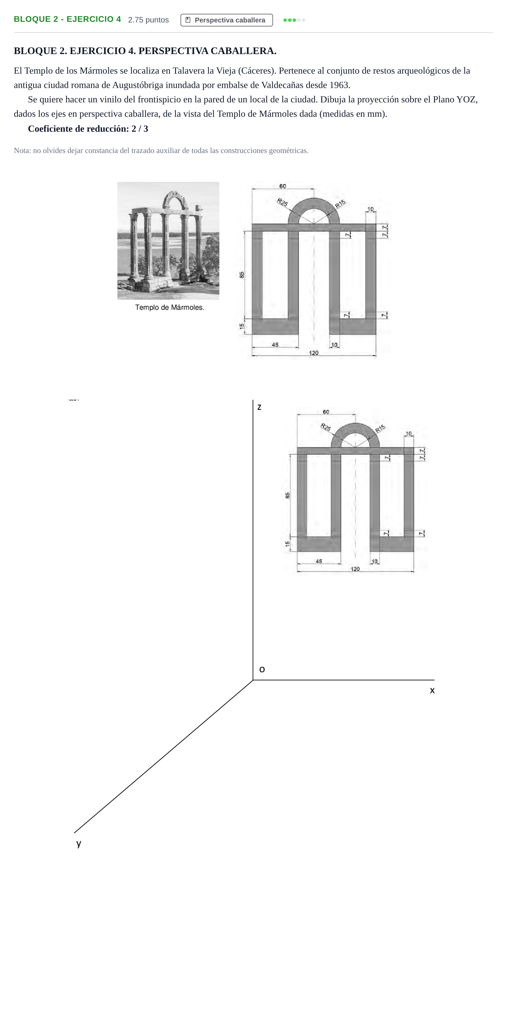 Enunciado: Bloque 2 - Ejercicio 4 · Dibujo Técnico Aplicado a las Artes Plásticas y al Diseño PAU Extremadura Ordinaria 2026