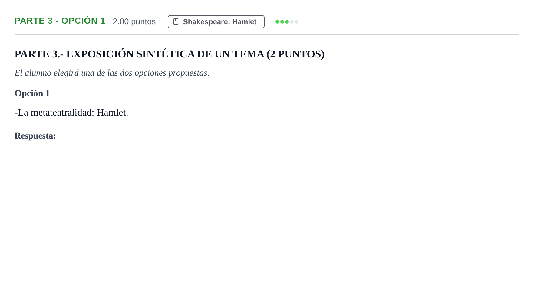 Enunciado: Ejercicio Parte 3 - Opción 1 · Artes Escénicas PAU Extremadura Ordinaria 2025