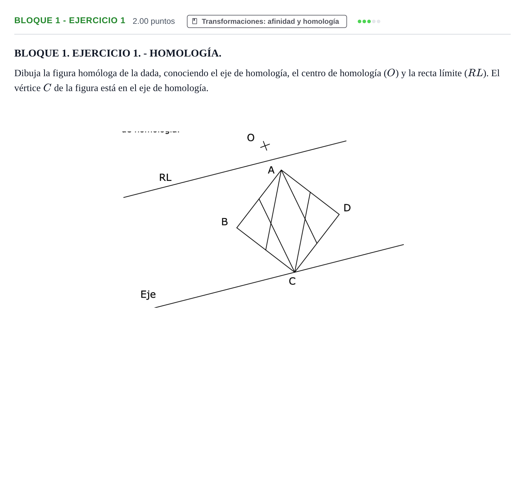 Enunciado: Bloque 1 - Ejercicio 1 · Dibujo técnico II PAU Extremadura Ordinaria 2025