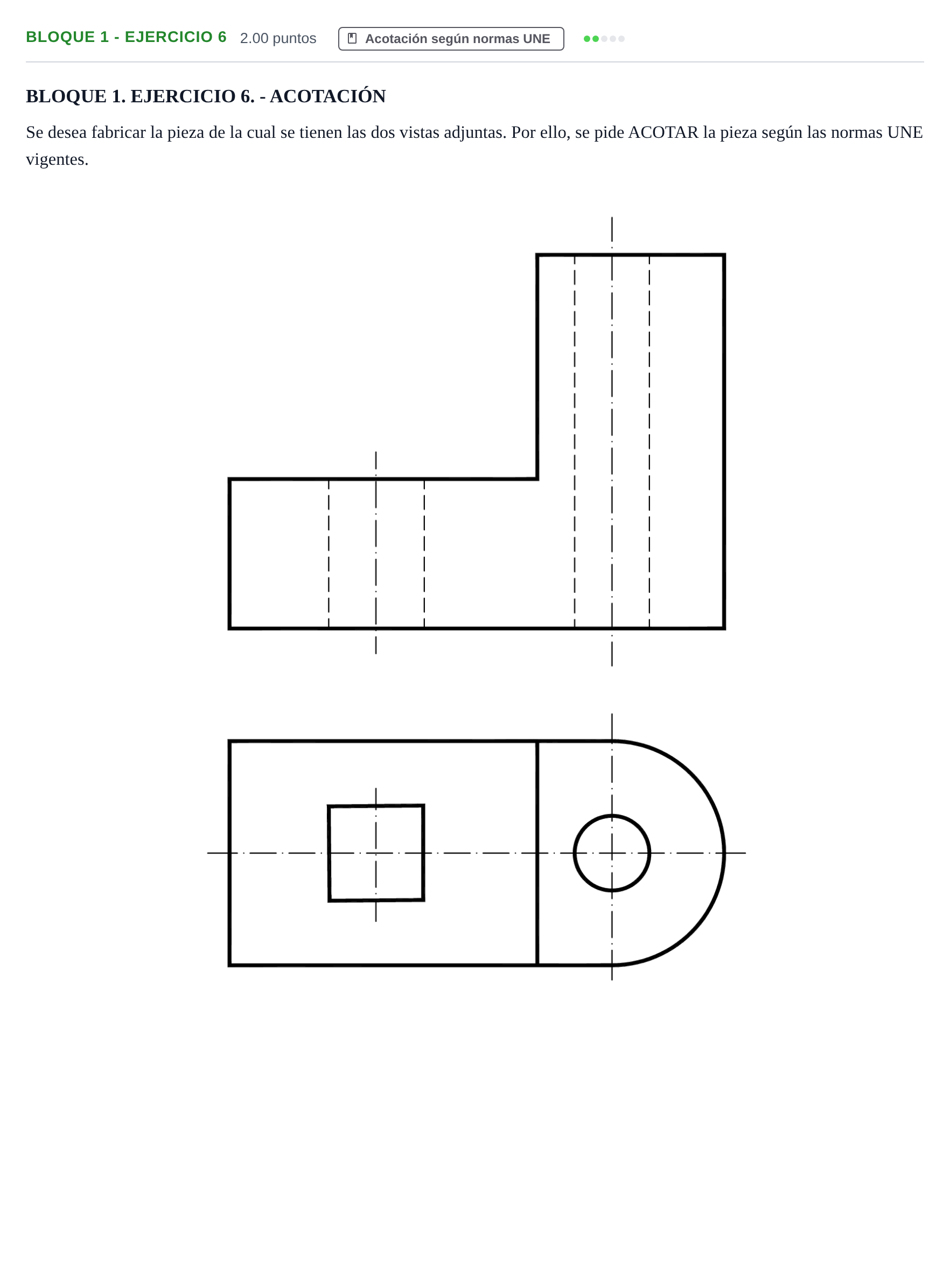 Enunciado: Bloque 1 - Ejercicio 6 · Dibujo técnico II PAU Extremadura Ordinaria 2025