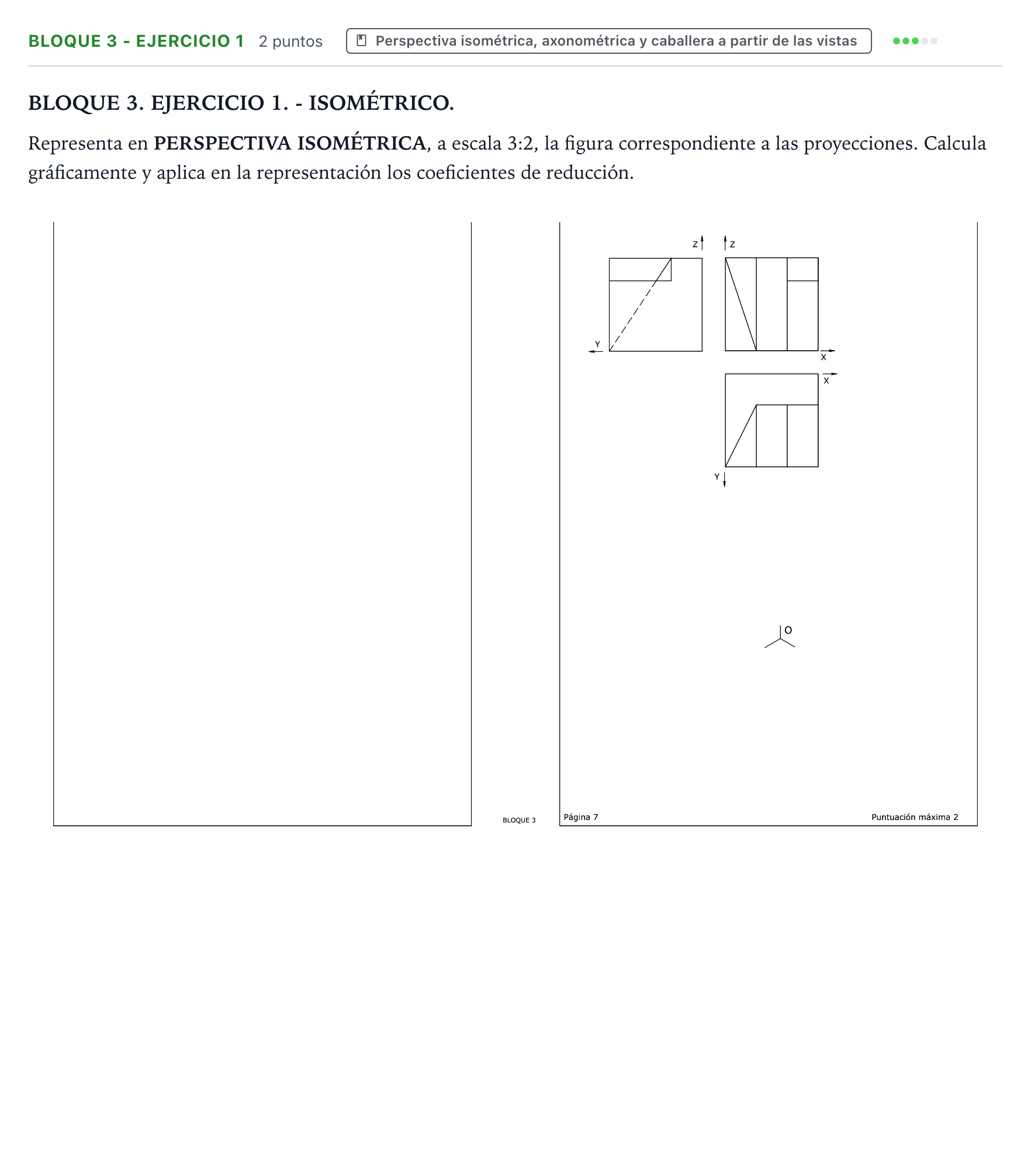 Enunciado: Bloque 3 - Ejercicio 1 · Dibujo técnico II PAU Extremadura Ordinaria 2025
