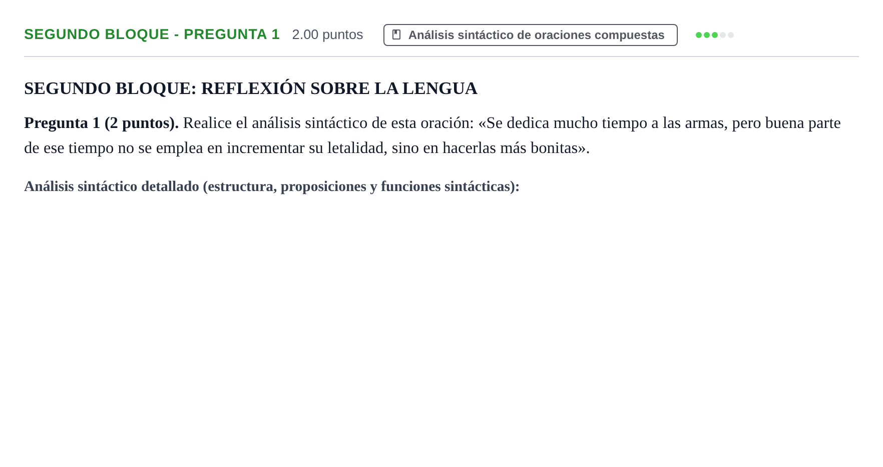 Enunciado: Ejercicio Segundo Bloque - Pregunta 1 · Lengua Castellana y Literatura II PAU Extremadura Ordinaria 2025