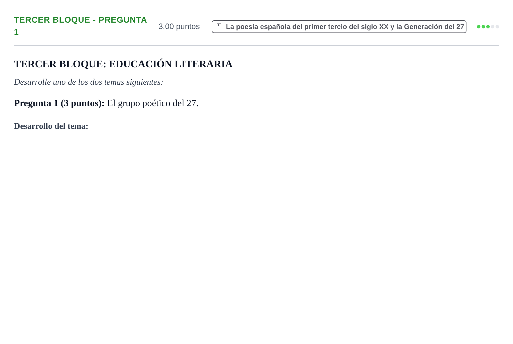 Enunciado: Ejercicio Tercer Bloque - Pregunta 1 · Lengua Castellana y Literatura II PAU Extremadura Ordinaria 2025