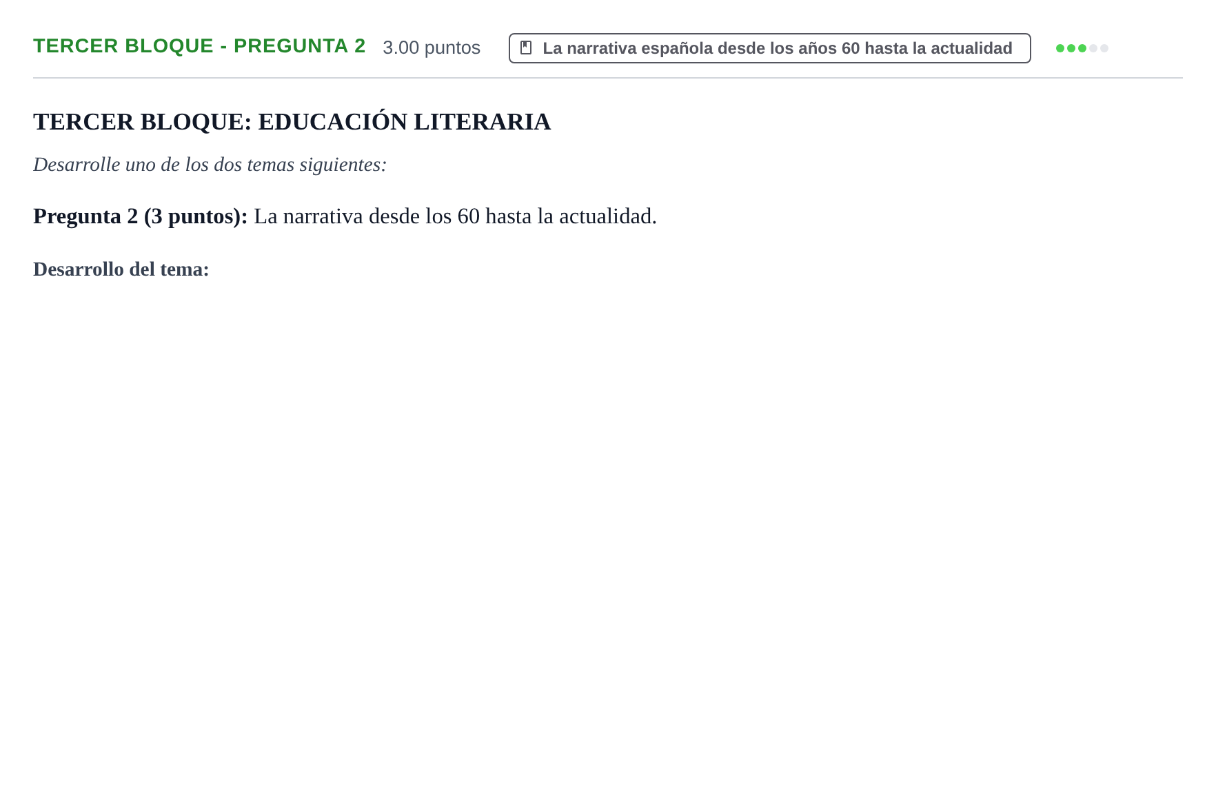 Enunciado: Ejercicio Tercer Bloque - Pregunta 2 · Lengua Castellana y Literatura II PAU Extremadura Ordinaria 2025