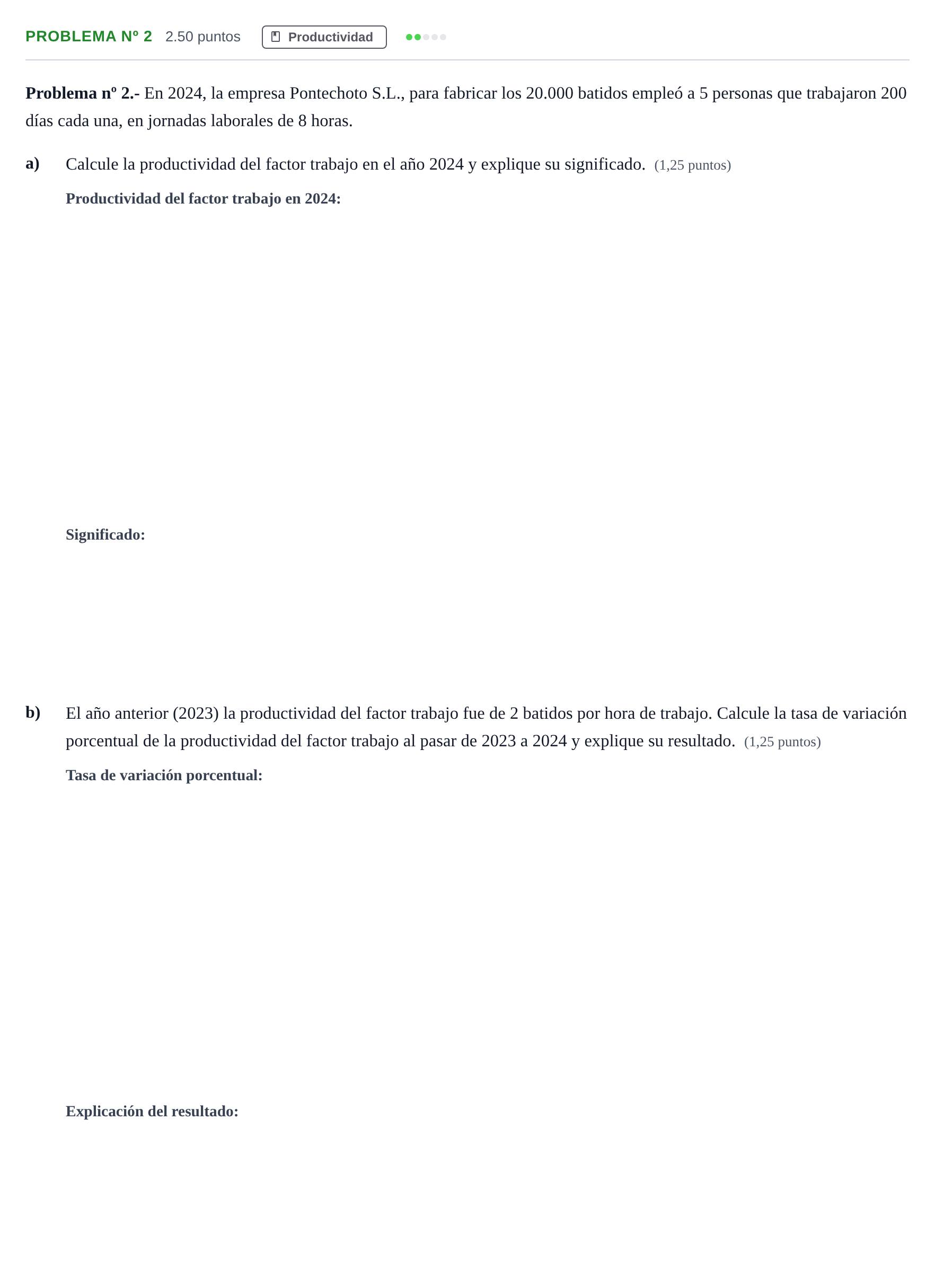 Enunciado: Problema nº 2 · Empresa y Diseño de Modelos de Negocio PAU Extremadura Ordinaria 2025