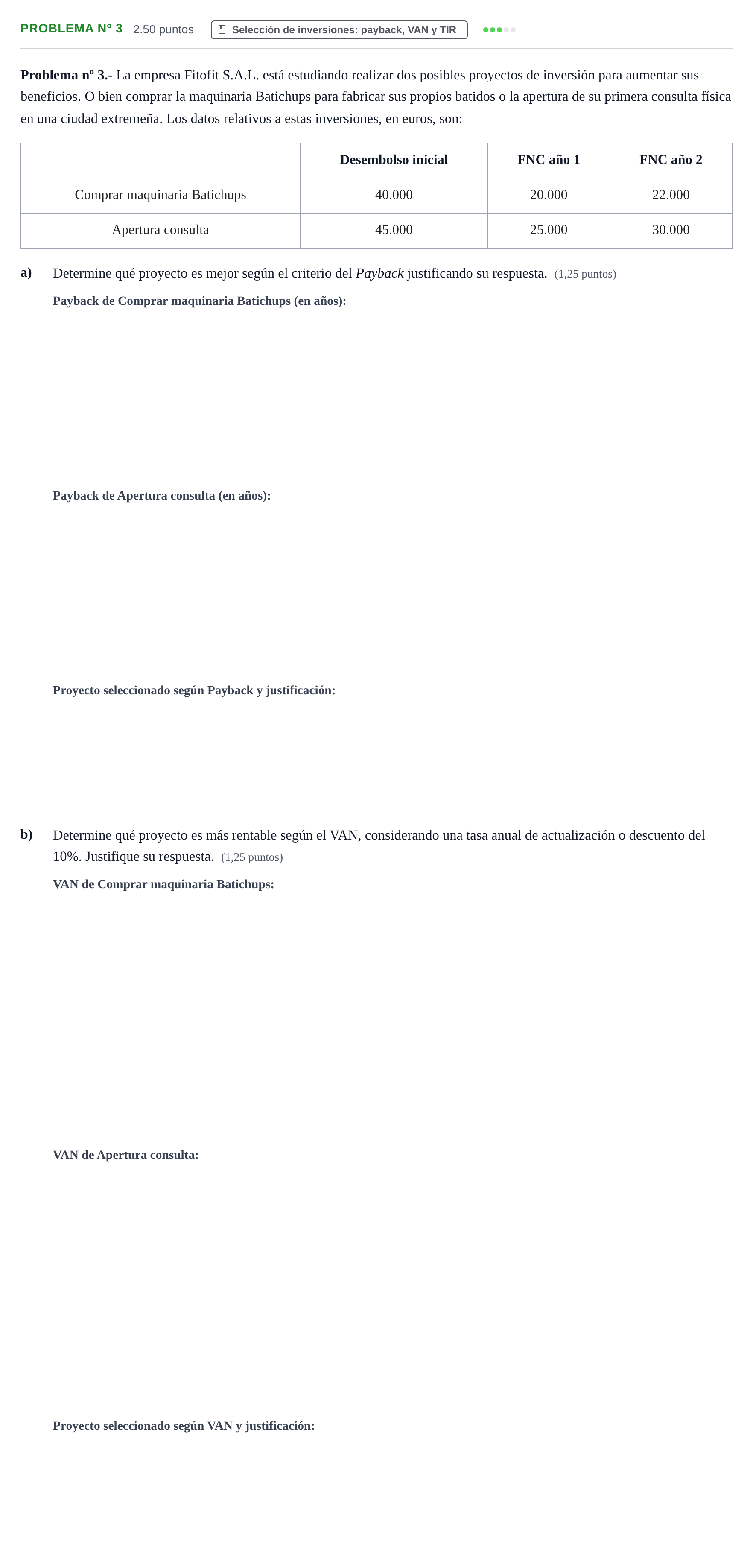 Enunciado: Problema nº 3 · Empresa y Diseño de Modelos de Negocio PAU Extremadura Ordinaria 2025