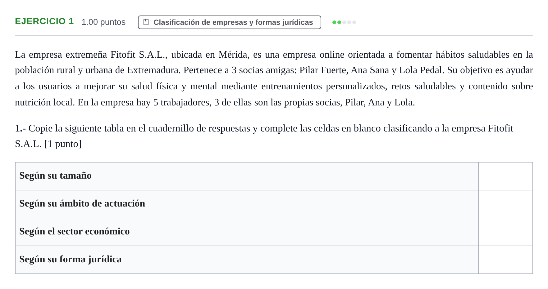 Enunciado: Problema 1 · Empresa y Diseño de Modelos de Negocio PAU Extremadura Ordinaria 2025